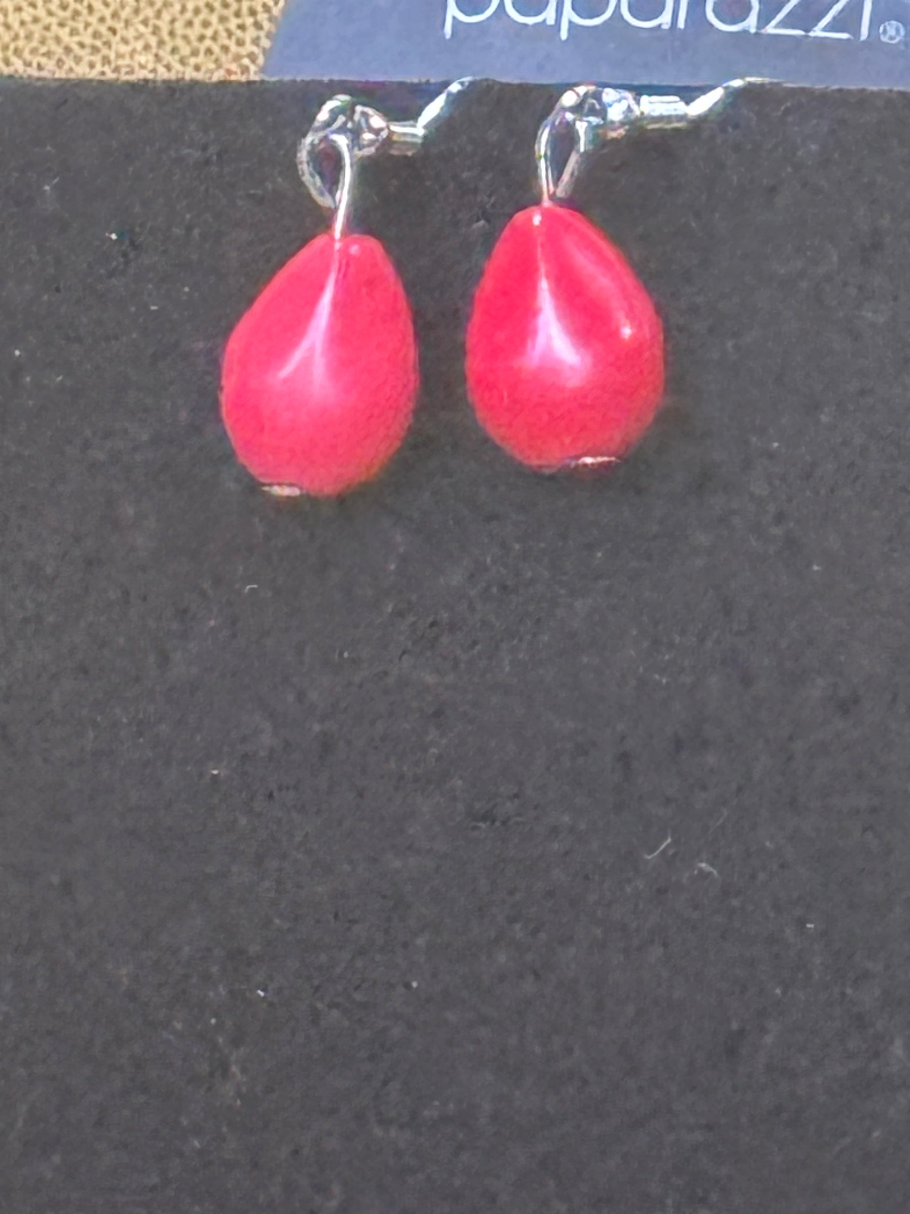 Paparazzi "BADLAND To The Bone" Red Teardrop Pendant Necklace & Earring Set