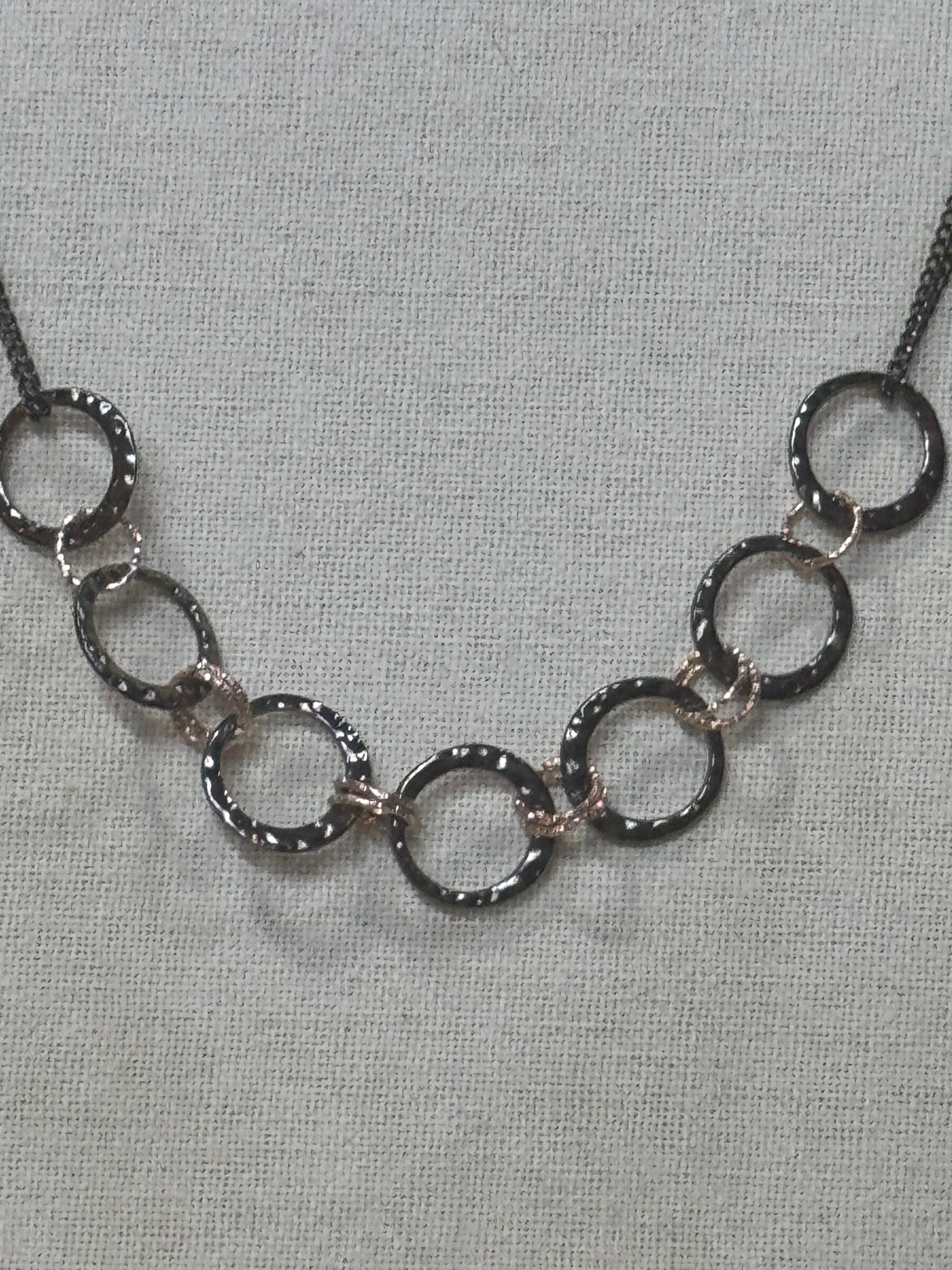 Paparazzi "Progressively Vogue" Gunmetal & Gold Interlocking Hoop Necklace Set ✨