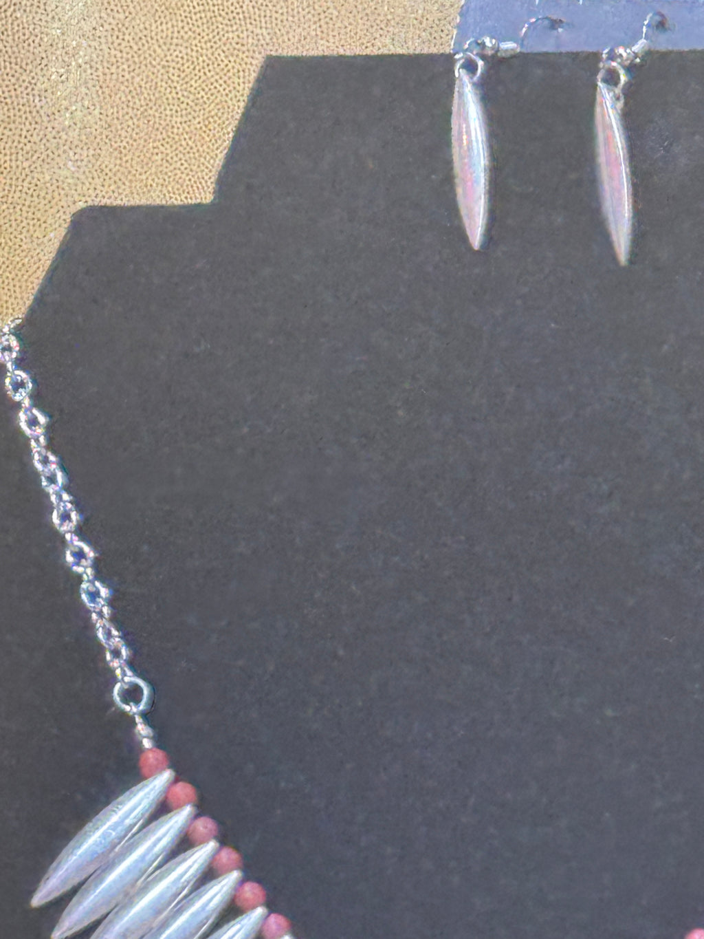 Paparazzi "Tameless Tigress" Silver Spiky Fringe Statement Necklace & Earring Set with Red Beads