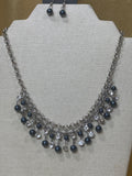 Paparazzi "You May Kiss The Bride" Silver Navy Pearl Rhinestone Necklace Set