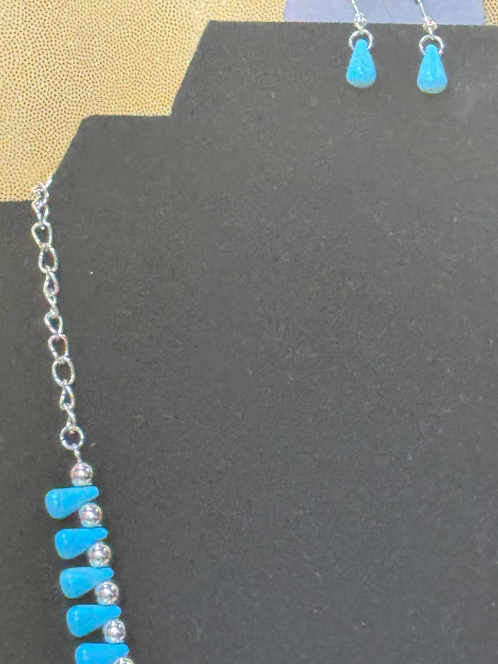 Paparazzi "Extinct Species" Turquoise Blue Teardrop & Silver Bead Necklace Set
