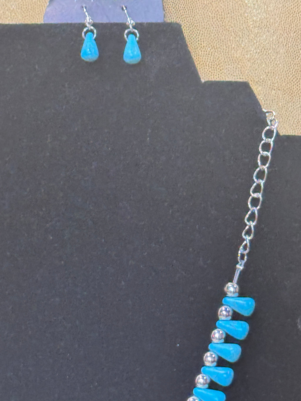 Paparazzi "Extinct Species" Turquoise Blue Teardrop & Silver Bead Necklace Set