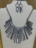 Paparazzi "Welcome To The Pack" Gunmetal Fringe Statement Necklace & Earring Set