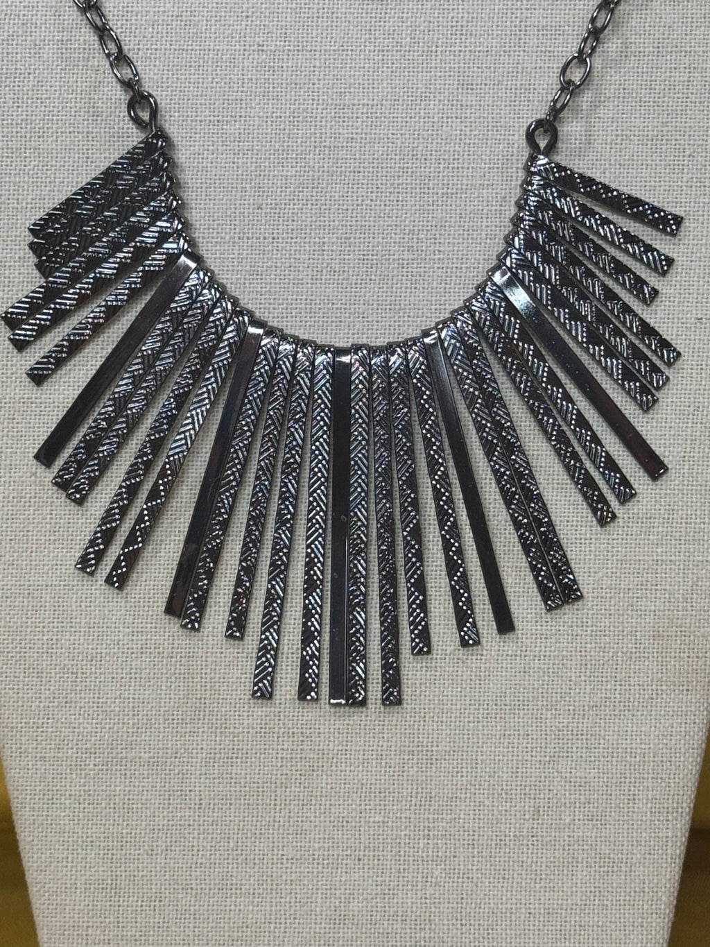 Paparazzi "Welcome To The Pack" Gunmetal Fringe Statement Necklace & Earring Set