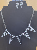Paparazzi "Bite The Big One" Silver Geometric Triangle Necklace & Earring Set ✨