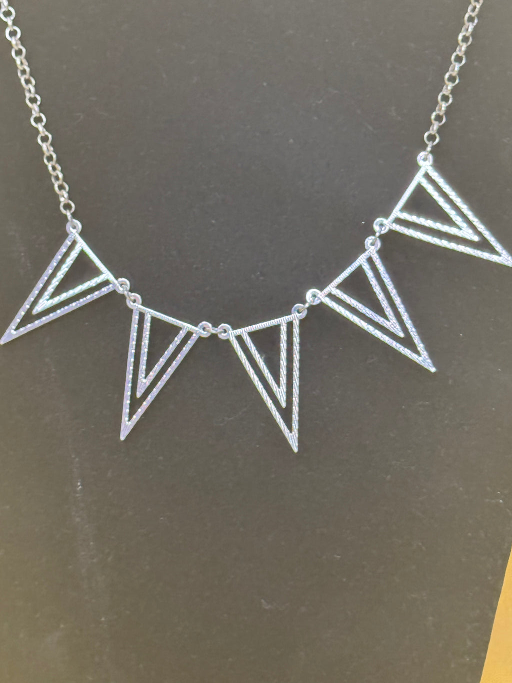 Paparazzi "Bite The Big One" Silver Geometric Triangle Necklace & Earring Set ✨