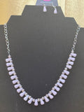 Paparazzi "Extinct Species" Silver & Gray Crackle Stone Teardrop Necklace Set