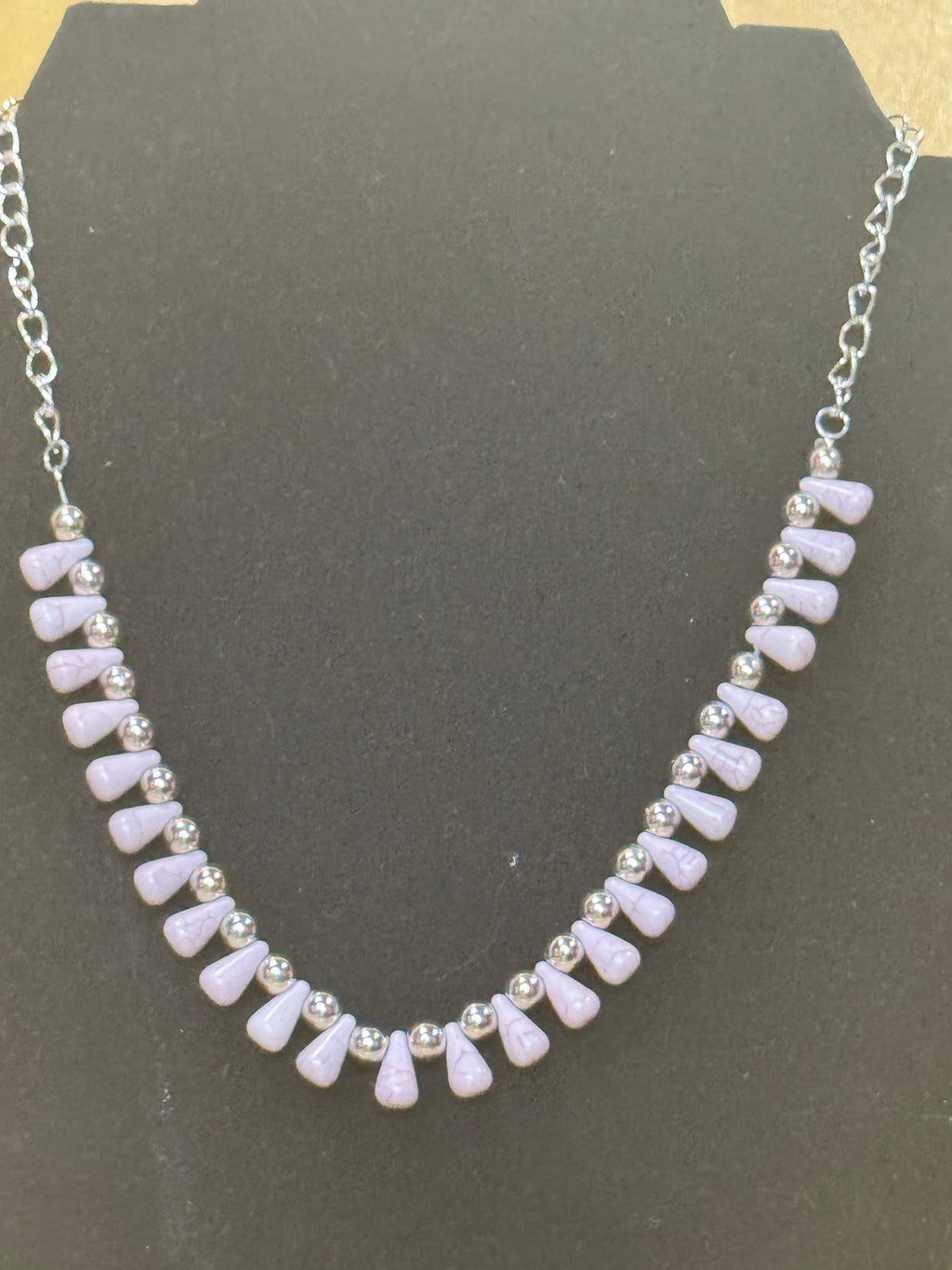Paparazzi "Extinct Species" Silver & Gray Crackle Stone Teardrop Necklace Set