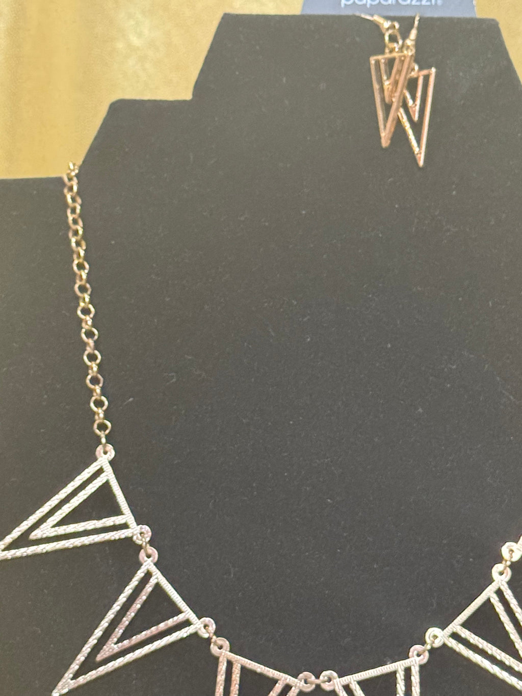 Paparazzi "Bite the Big One" Geometric Triangle Chevron Statement Necklace & Earring Set