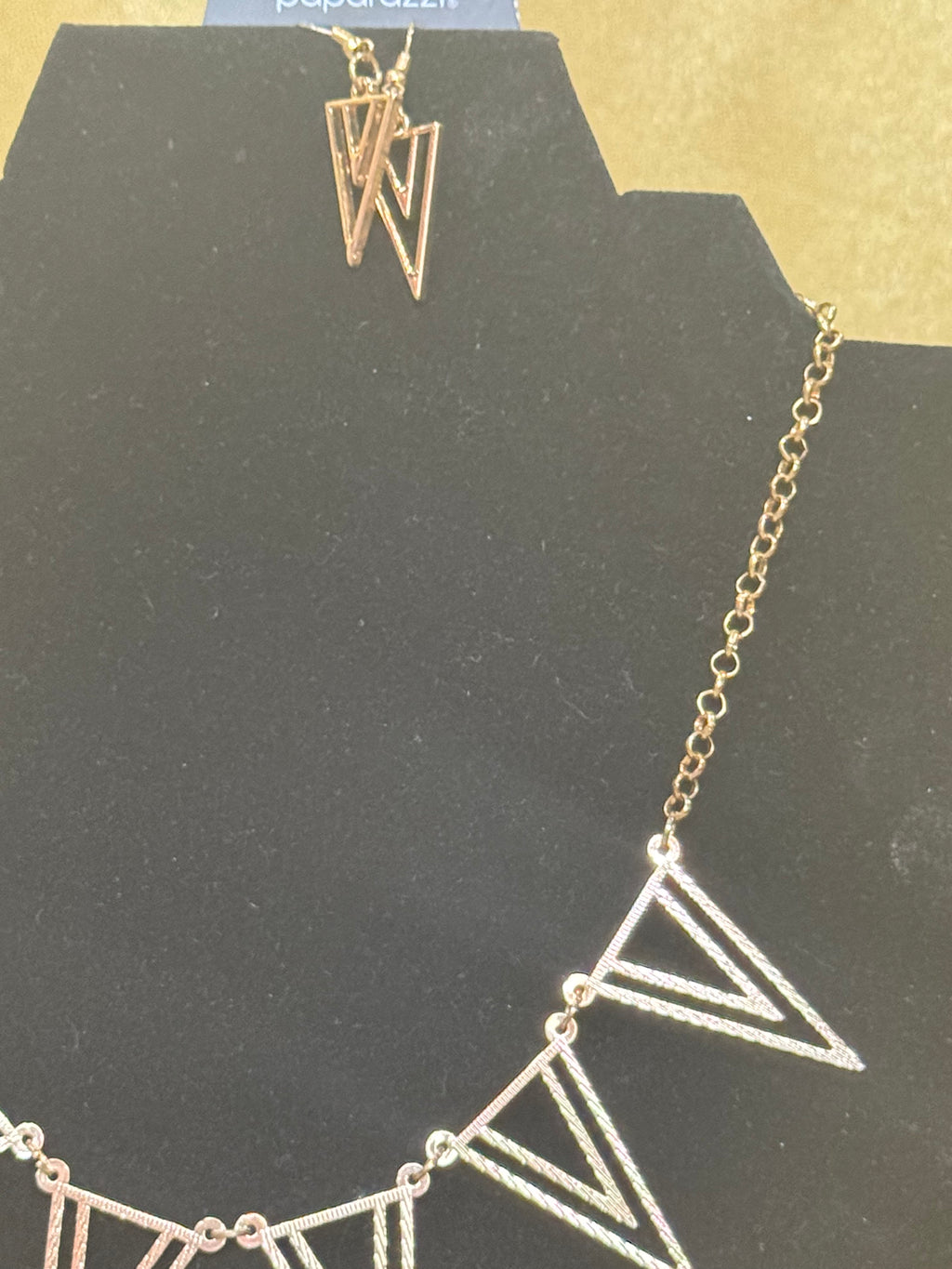 Paparazzi "Bite the Big One" Geometric Triangle Chevron Statement Necklace & Earring Set