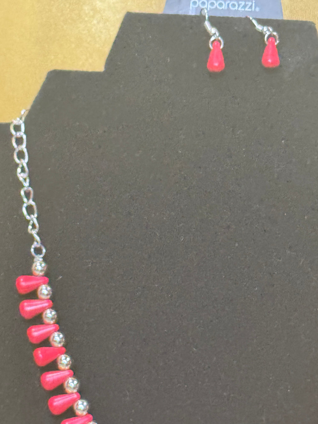 Stunning Paparazzi "Extinct Species" Red Necklace & Earring Set (New)