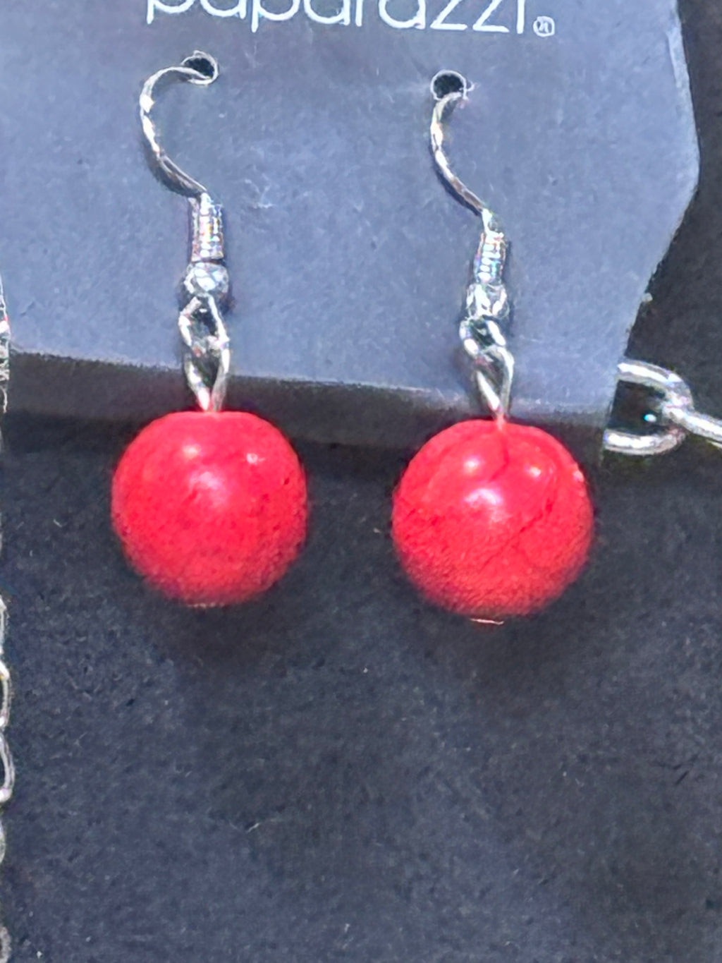 Paparazzi "Artisan Artifact" Red & Silver Long Statement Necklace Set