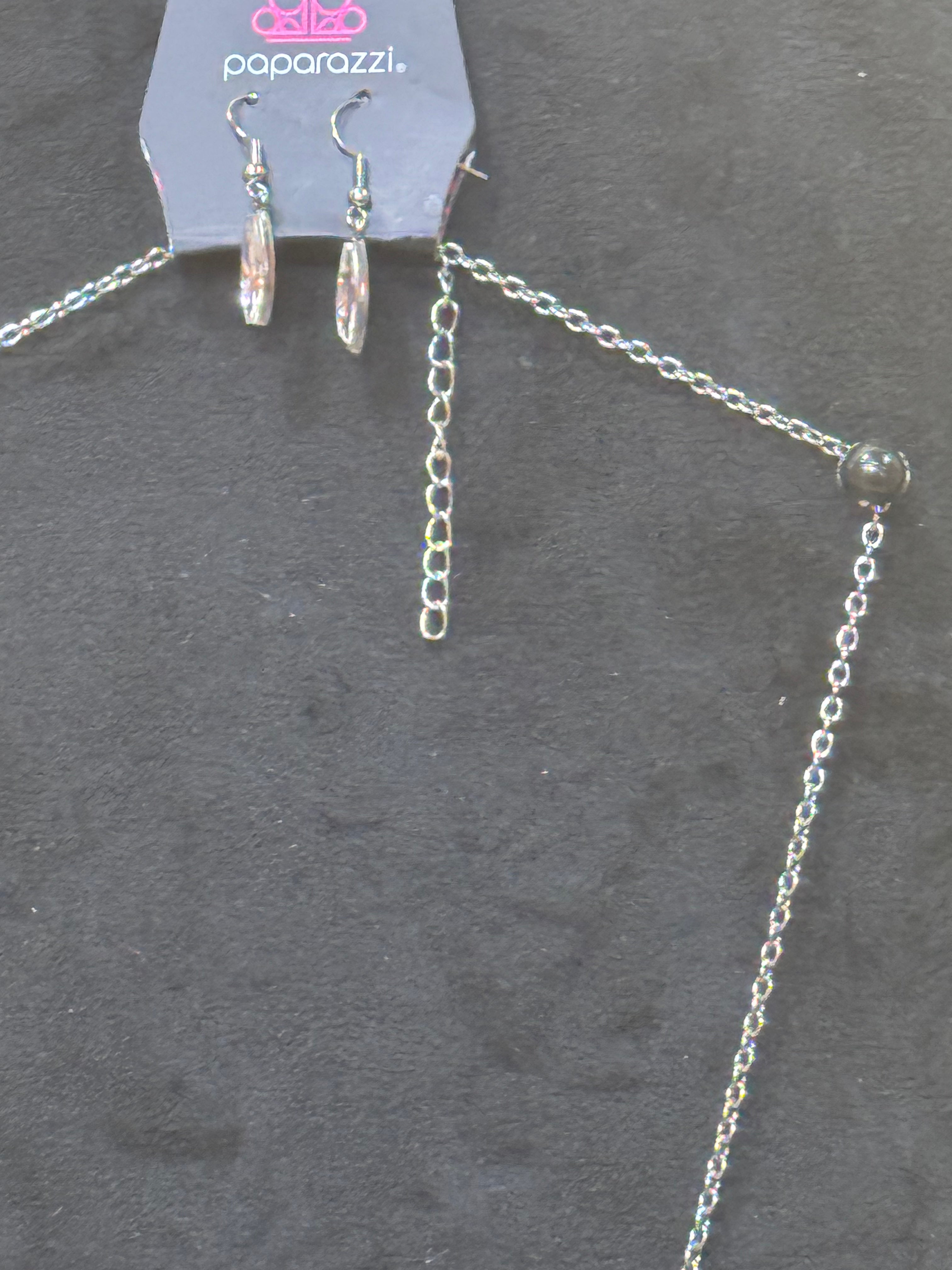 Paparazzi "Crowning Moment" White Rhinestone Necklace Set - New, Never Worn
