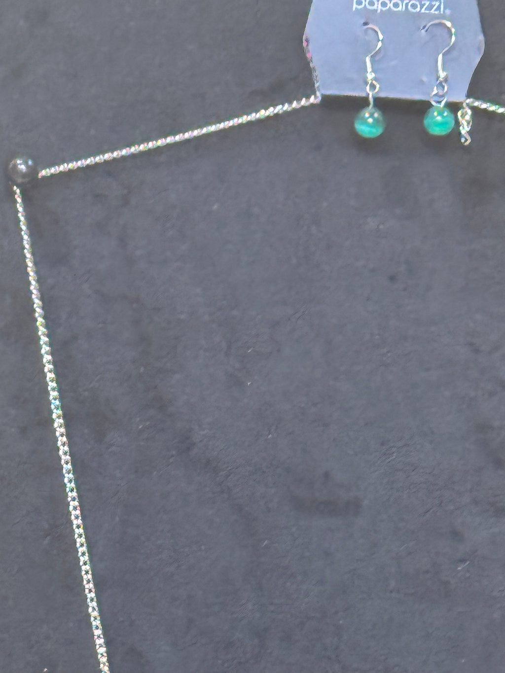 Paparazzi Tallahassee Tassel Green Cat’s Eye Silver Fringe Long Necklace Set