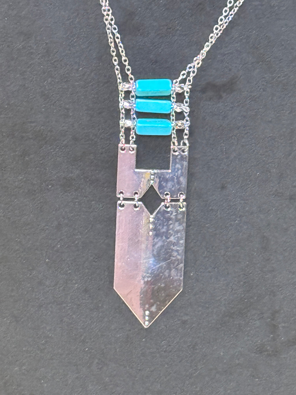 Paparazzi Triassic Era Blue Necklace & Earrings Set - Southwestern Silver