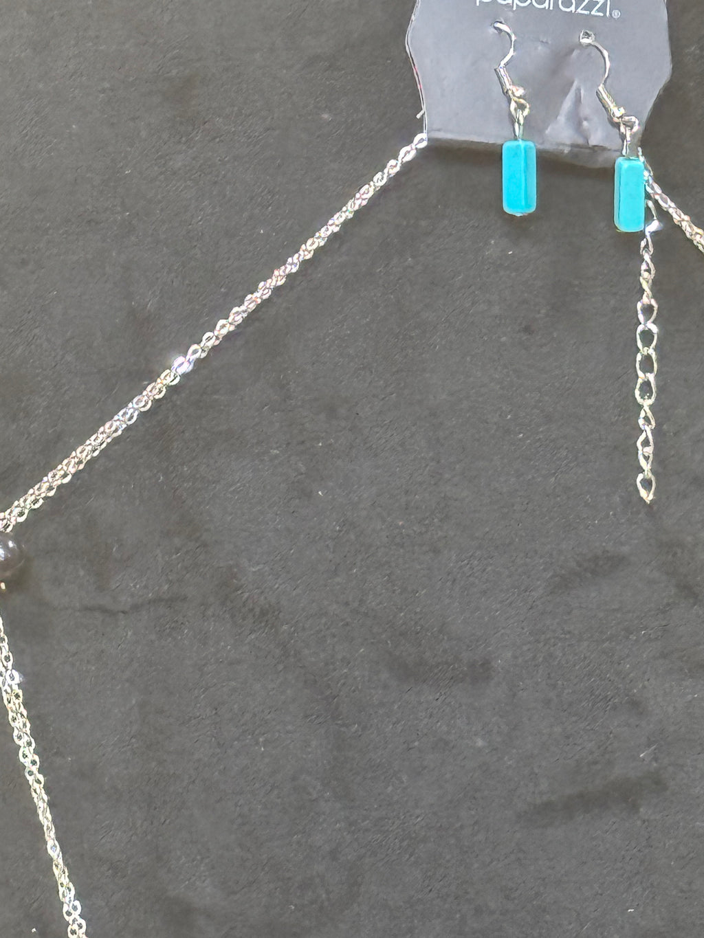 Paparazzi Triassic Era Blue Necklace & Earrings Set - Southwestern Silver