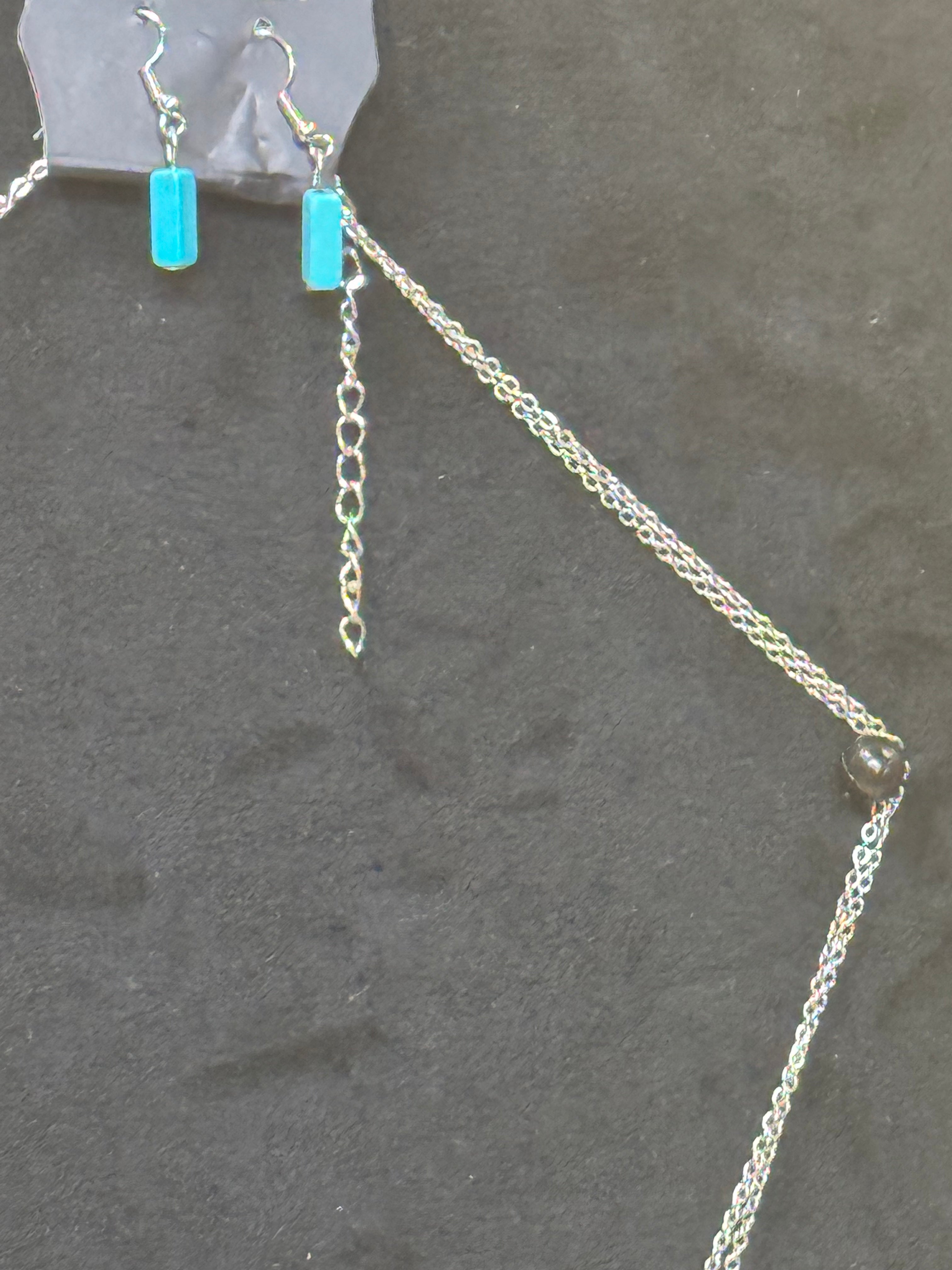 Paparazzi Triassic Era Blue Necklace & Earrings Set - Southwestern Silver