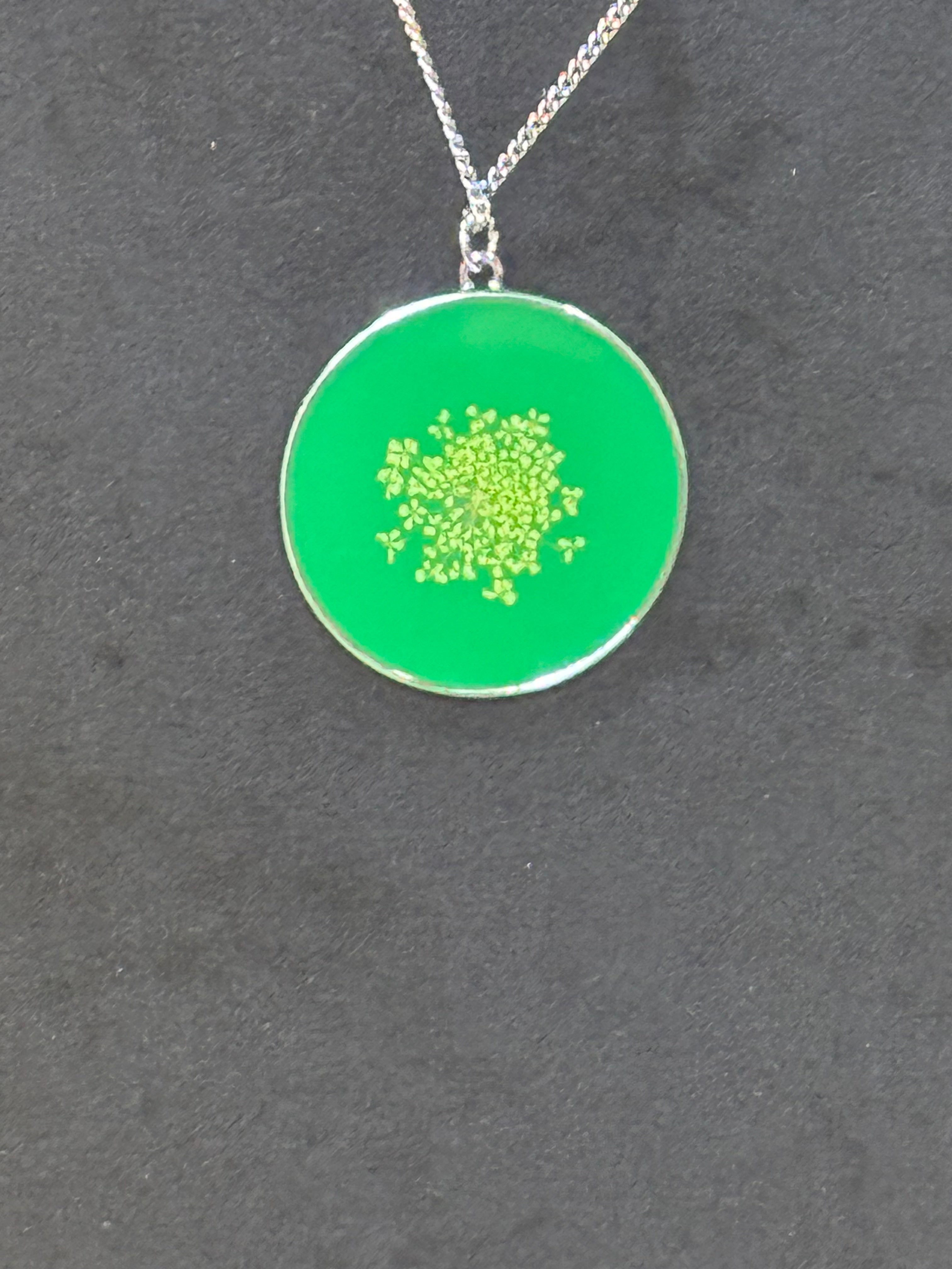 Paparazzi "Prairie Picnic" Green Floral Pendant Necklace & Matching Earrings Set