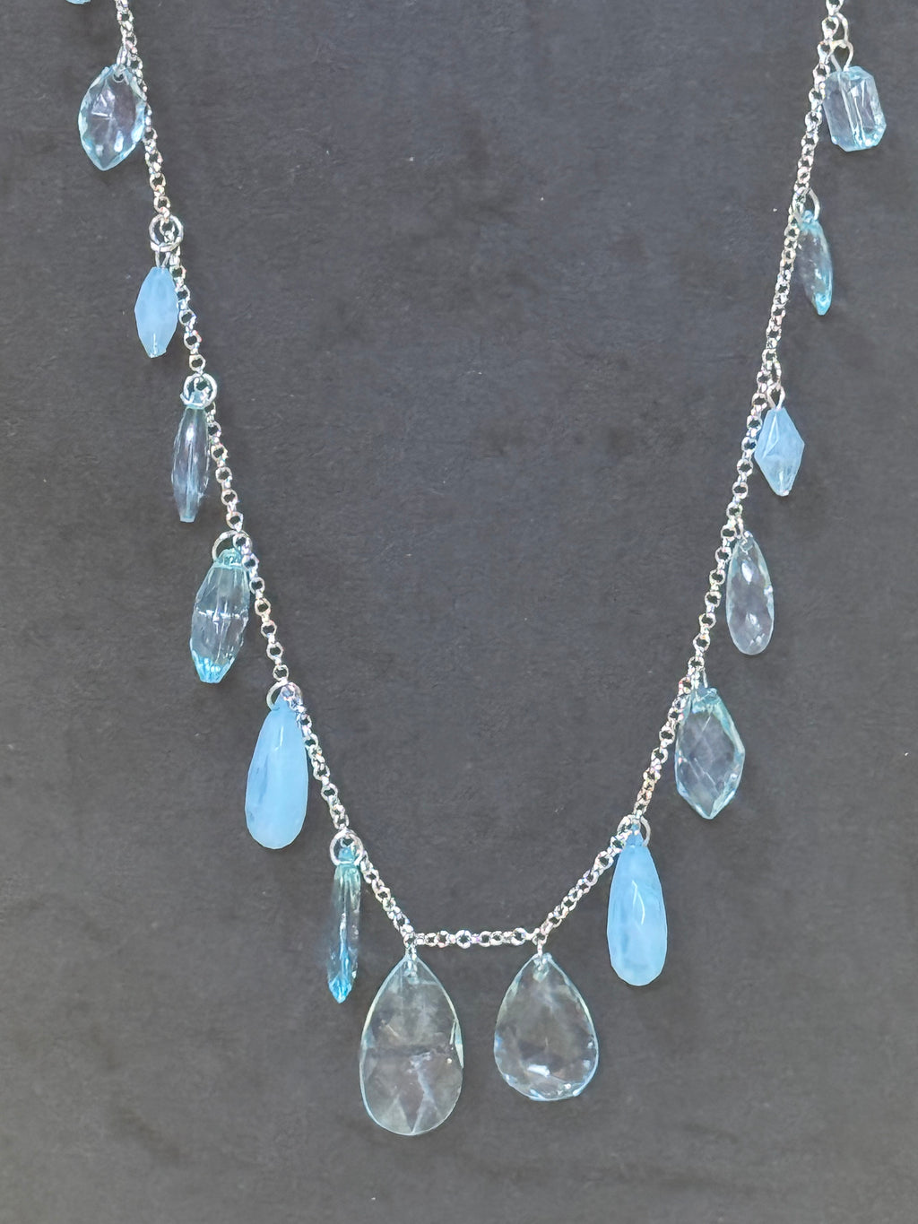 Paparazzi "GLOW And Steady Wins The Race" Light Blue Crystal Drop Necklace & Earring Set