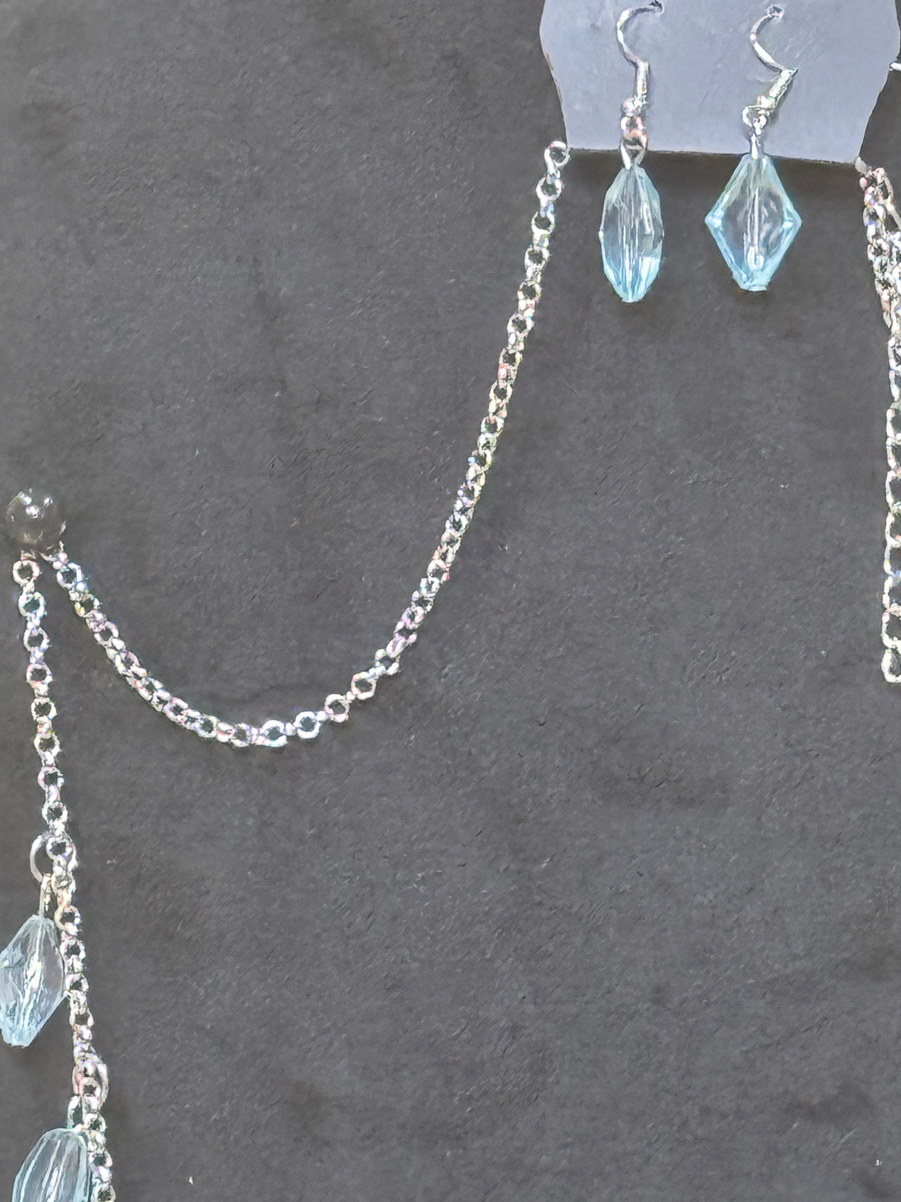 Paparazzi "GLOW And Steady Wins The Race" Light Blue Crystal Drop Necklace & Earring Set