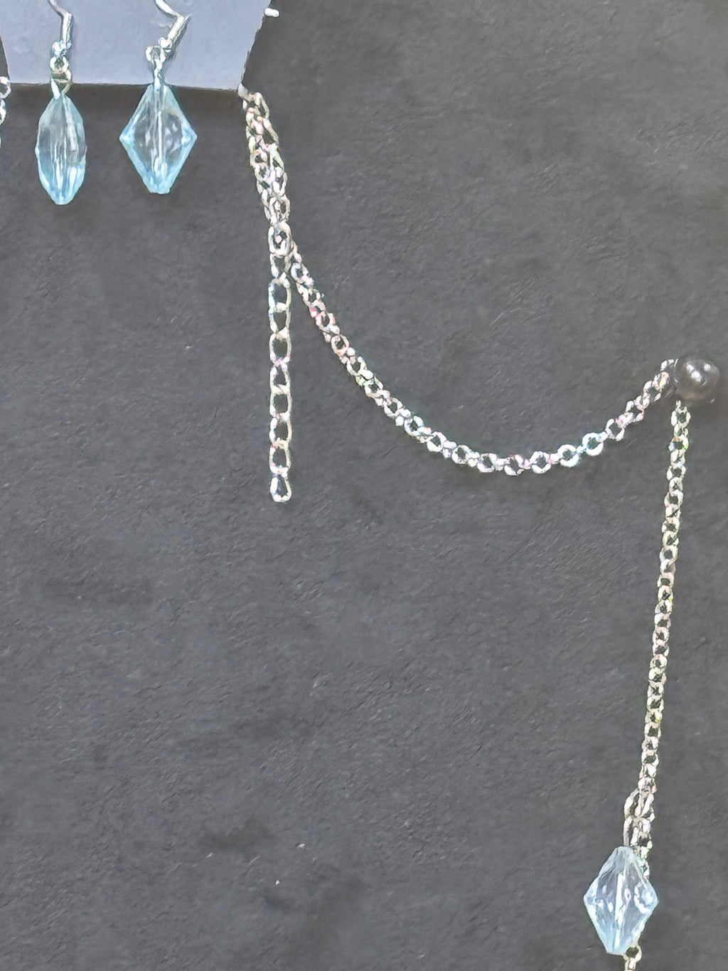 Paparazzi "GLOW And Steady Wins The Race" Light Blue Crystal Drop Necklace & Earring Set