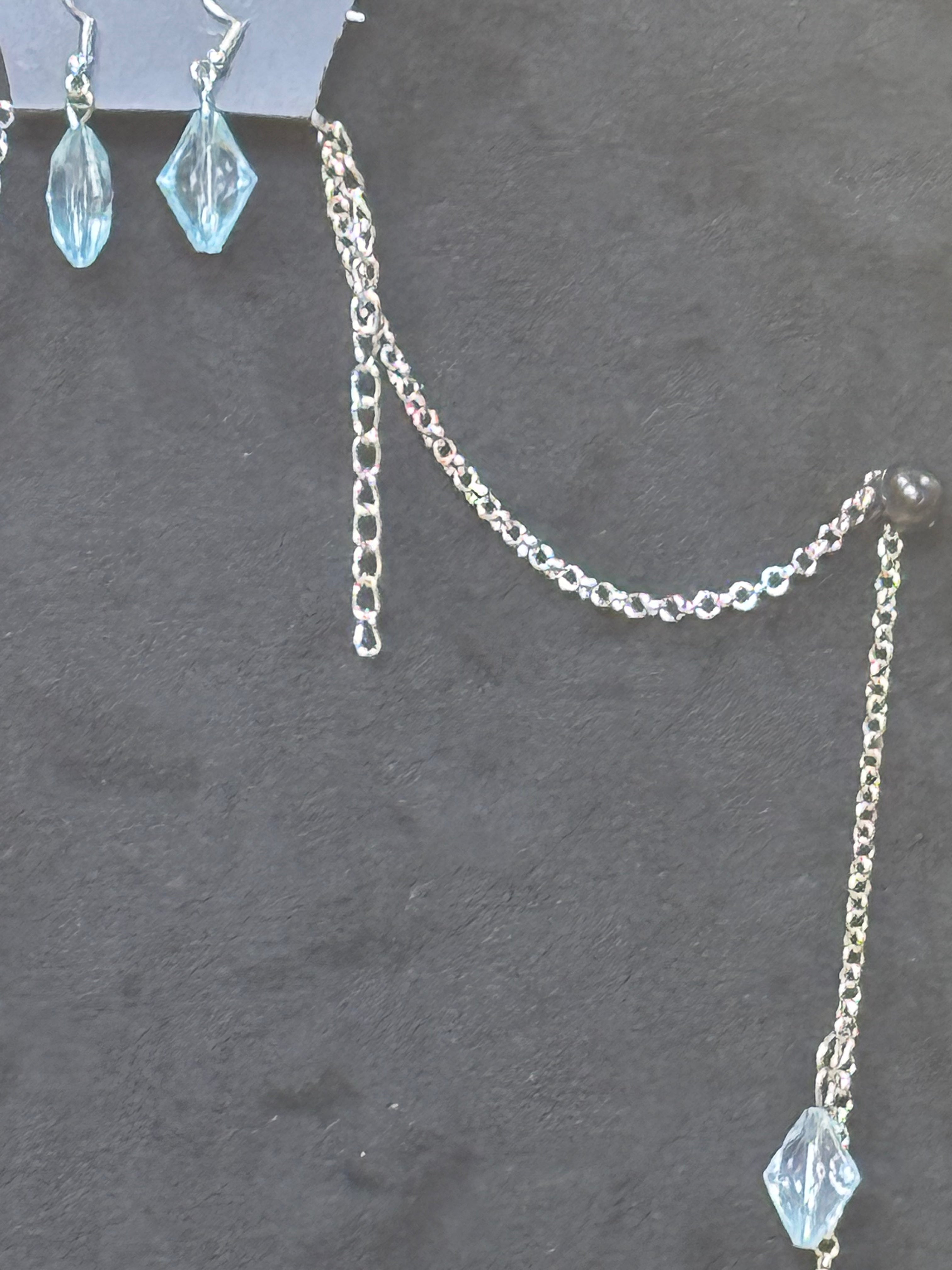 Paparazzi "GLOW And Steady Wins The Race" Light Blue Crystal Drop Necklace & Earring Set