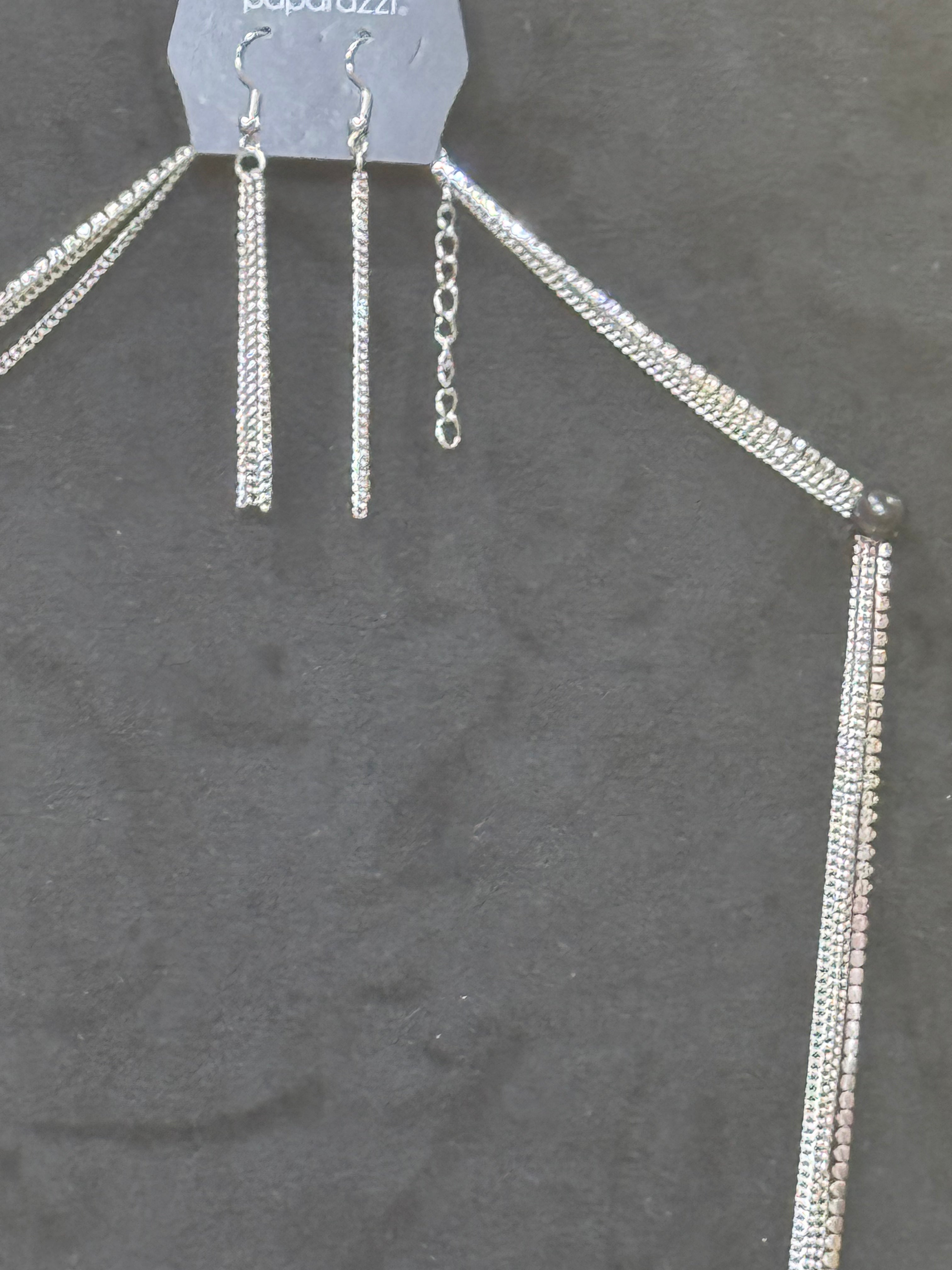 Paparazzi "The Final Countdown" Silver Layered Long Necklace Set