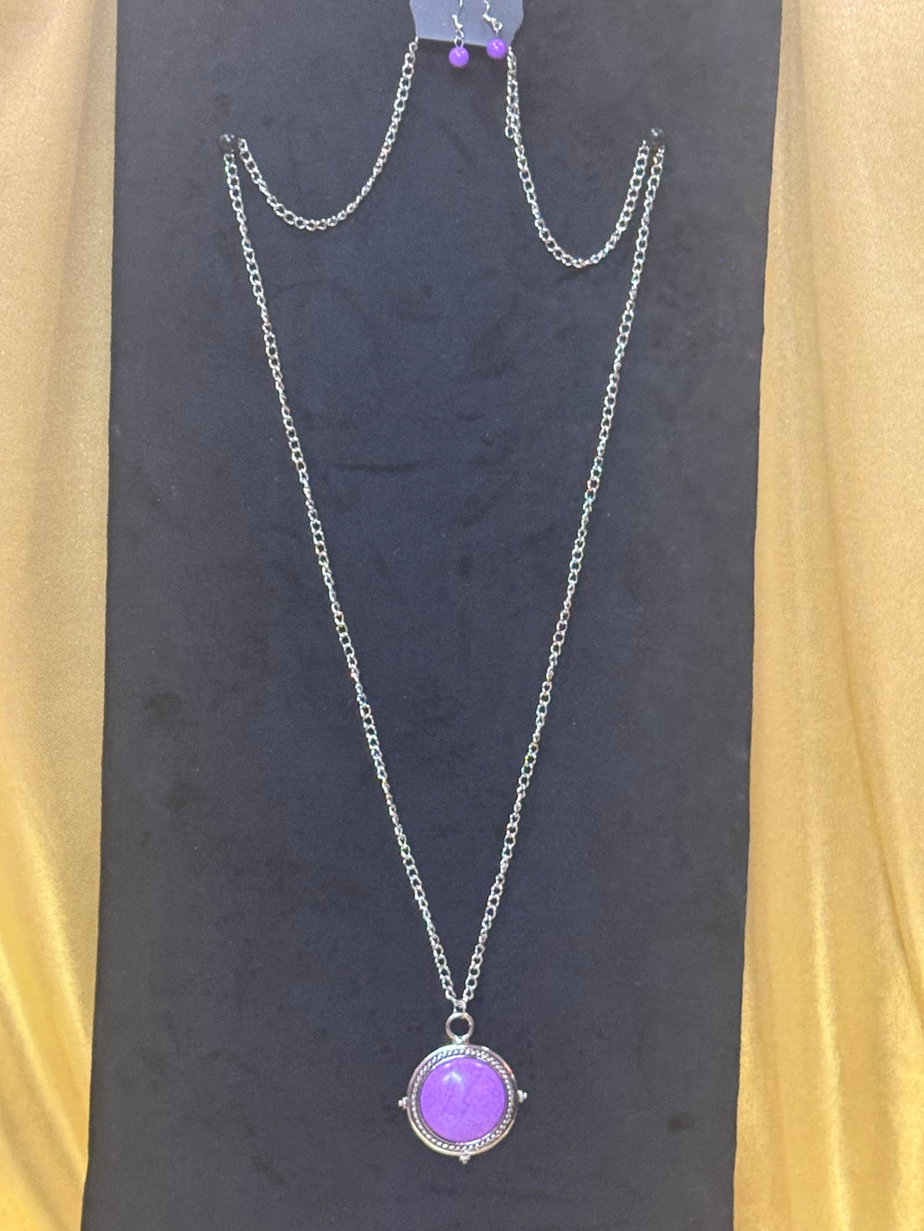 Paparazzi Desert Equinox Purple Stone Long Necklace & Earrings Set