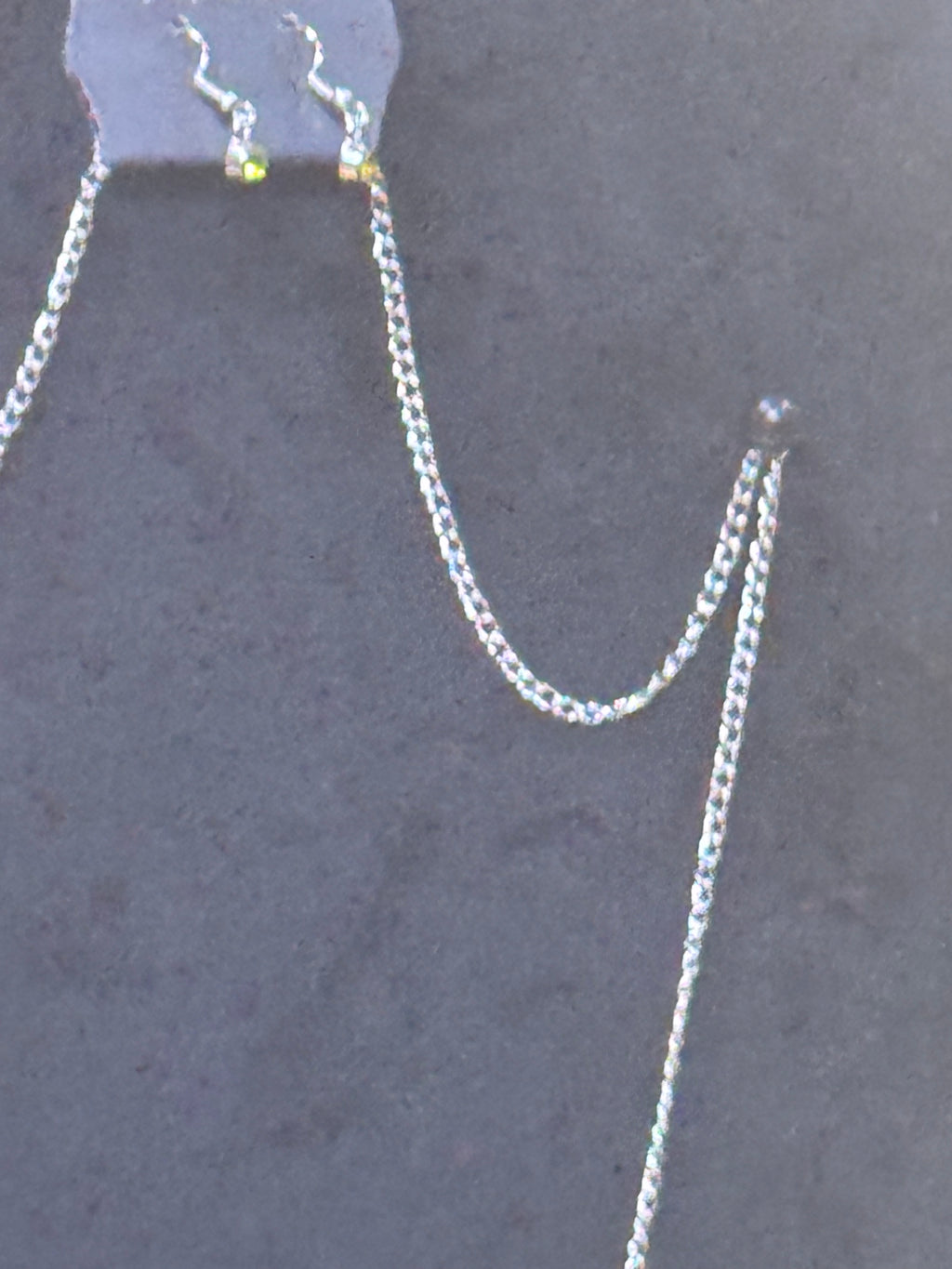 Paparazzi "Sky Quest" Green Rhinestone Silver Feather Long Necklace Set