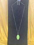 Paparazzi Santa Fe Simplicity Green Marbled Stone Long Pendant Necklace Set