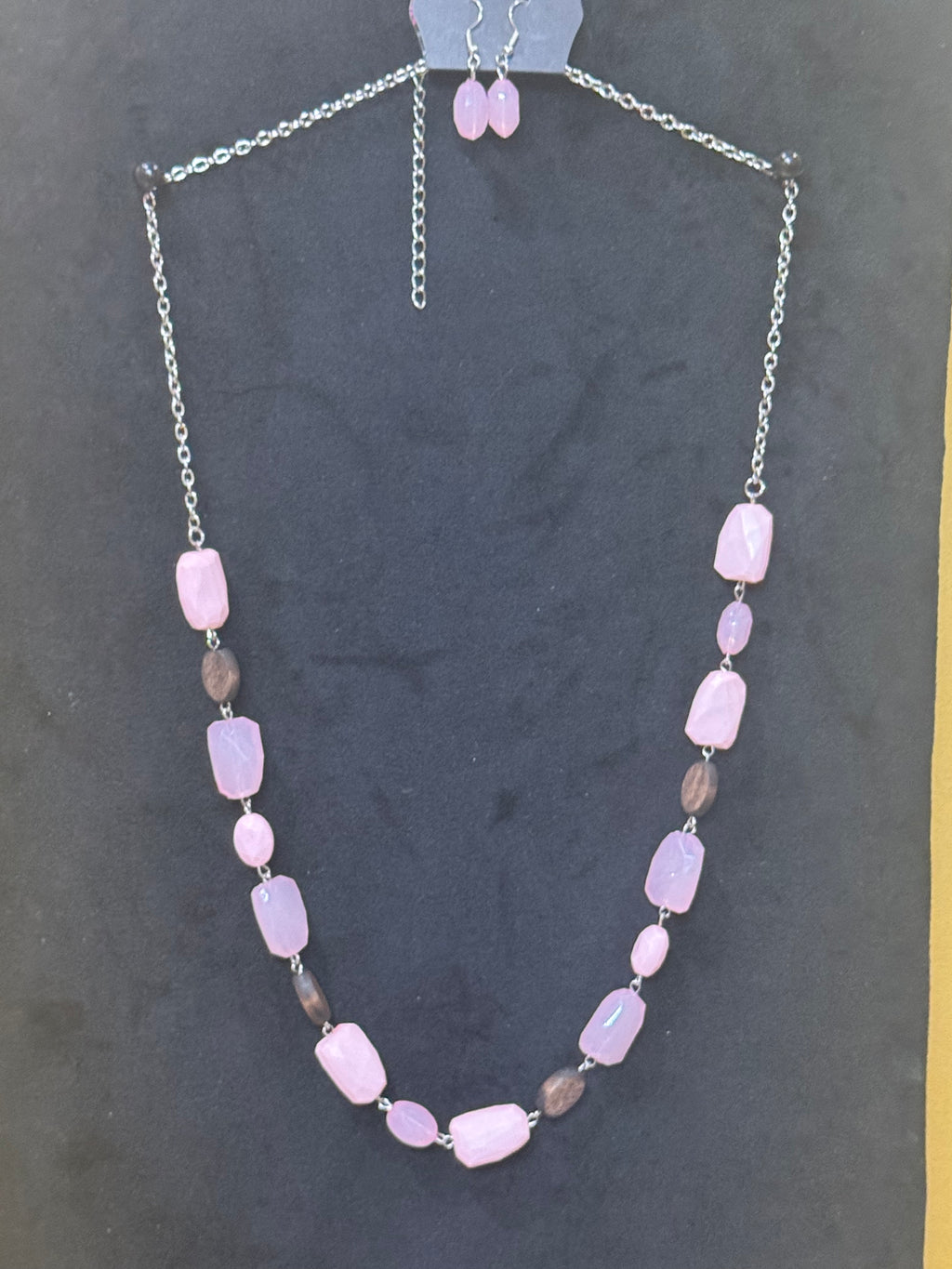 Paparazzi Meadow Escape Pink & Wood Bead Necklace Set