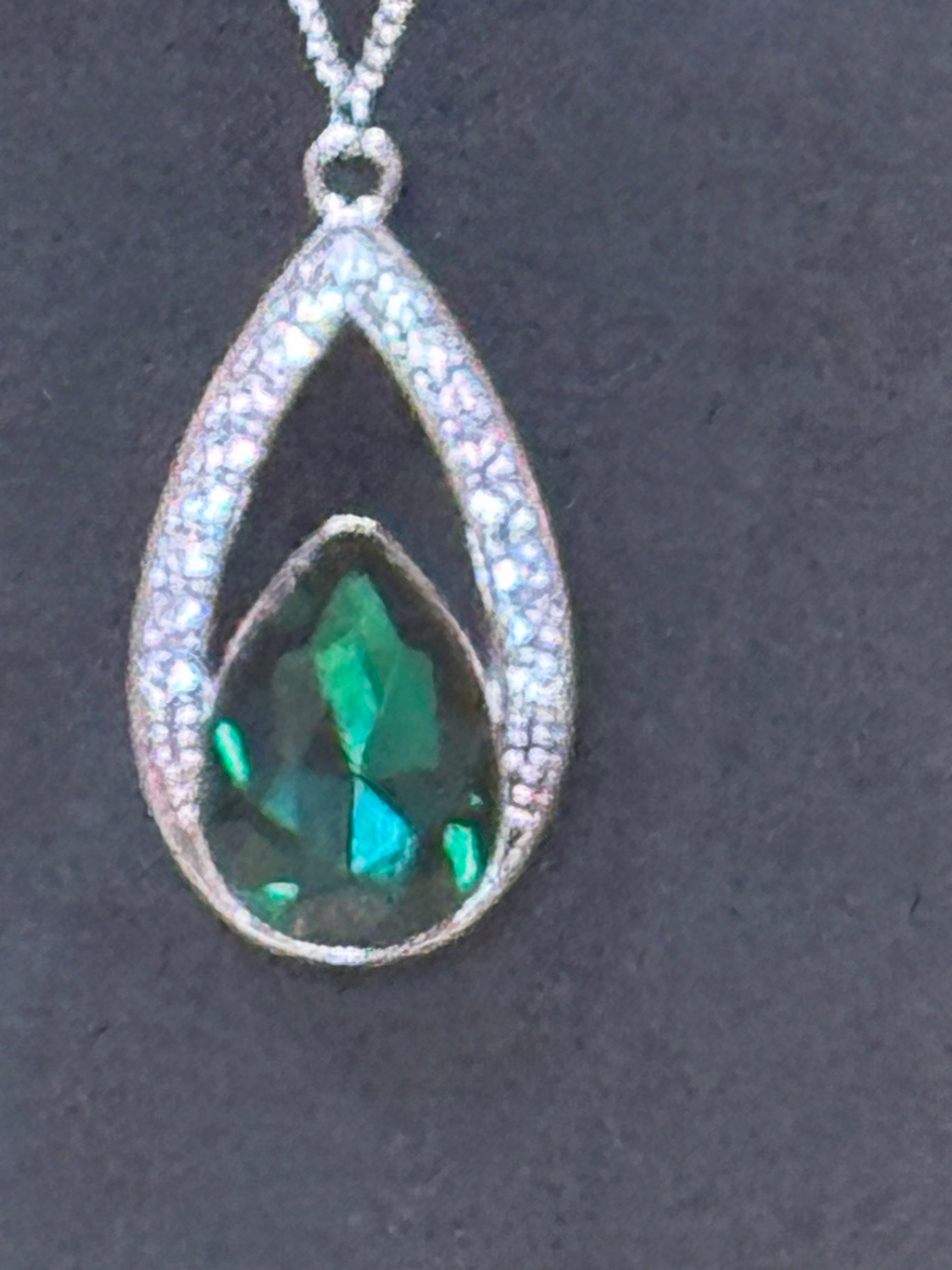 Paparazzi "Notorious Noble" Green Teardrop Rhinestone Necklace & Earring Set