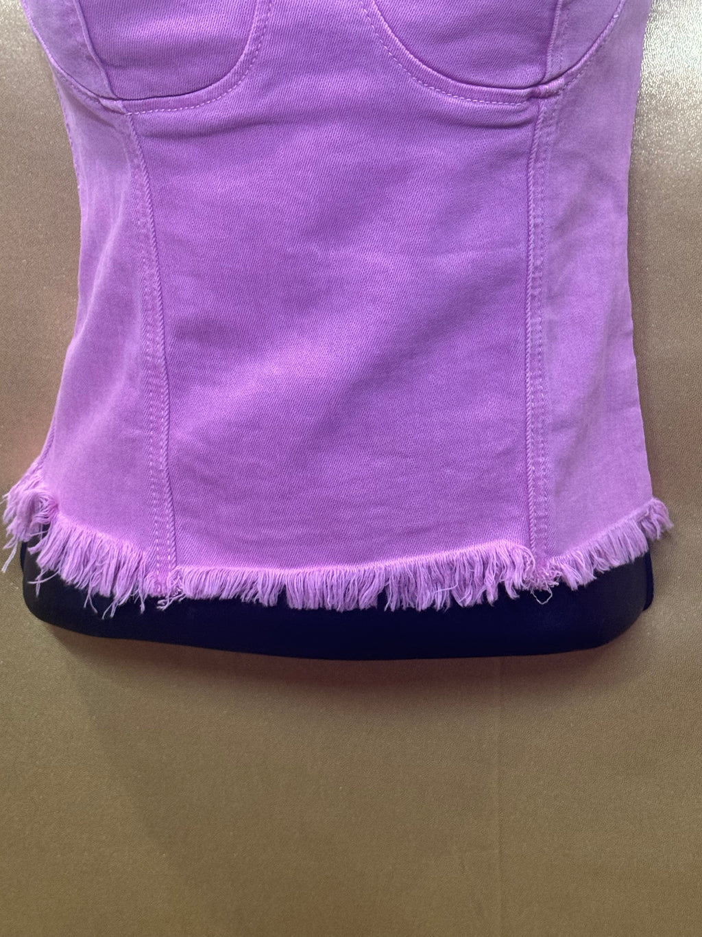 Superdown Pink Denim Strapless Bustier Crop Top - Small