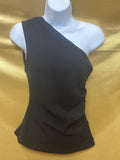 Shoe Fly Black One-Shoulder Asymmetric Ribbed Top - Small