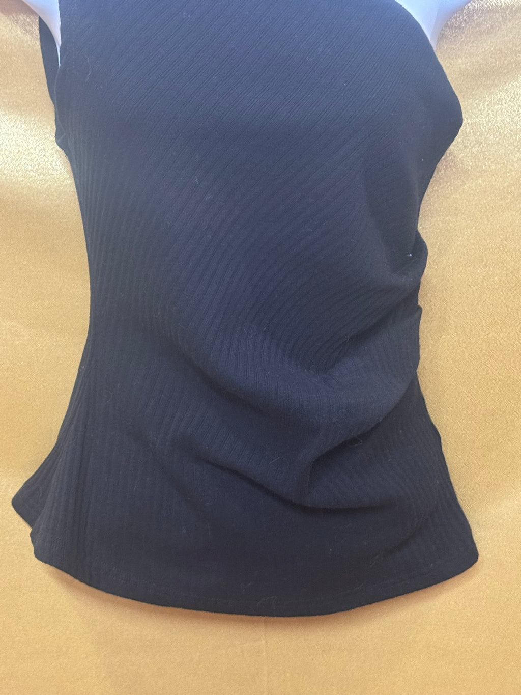 Shoe Fly Black One-Shoulder Asymmetric Ribbed Top - Small