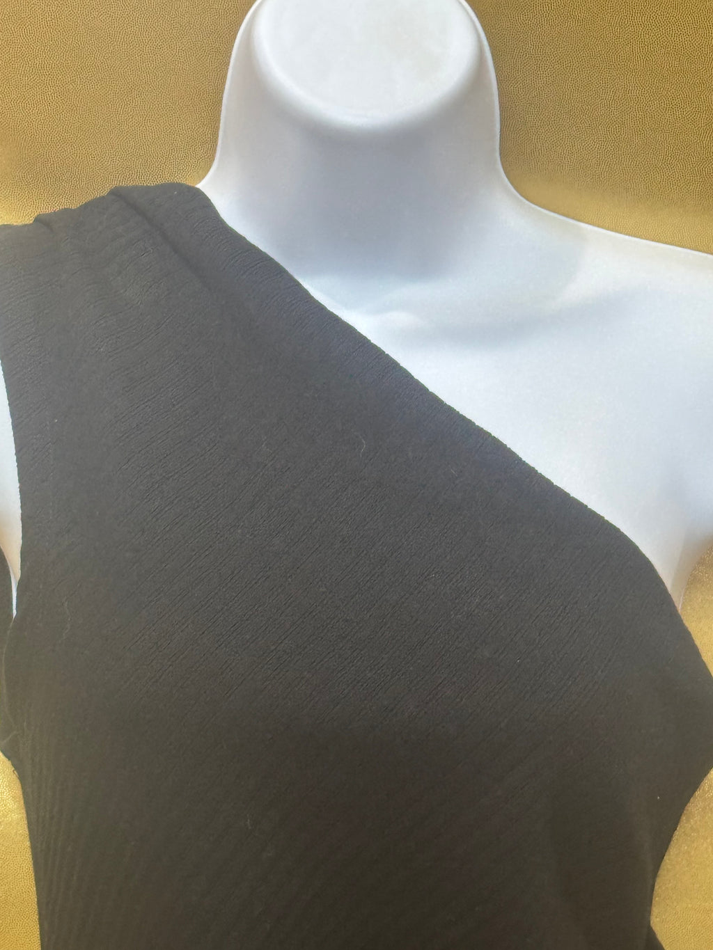 Shoe Fly Black One-Shoulder Asymmetric Ribbed Top - Small