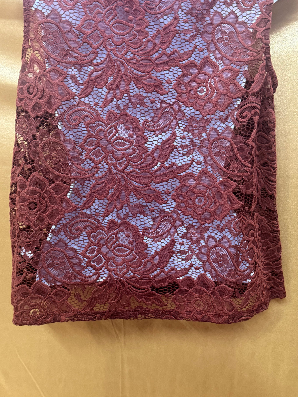 Who What Wear Rust Lace Sleeveless Top Ruffle Front Size S Sheer Boho