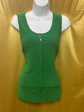 Vintage Diana Bell Green Sleeveless Button-Front Tank Top - Size Small