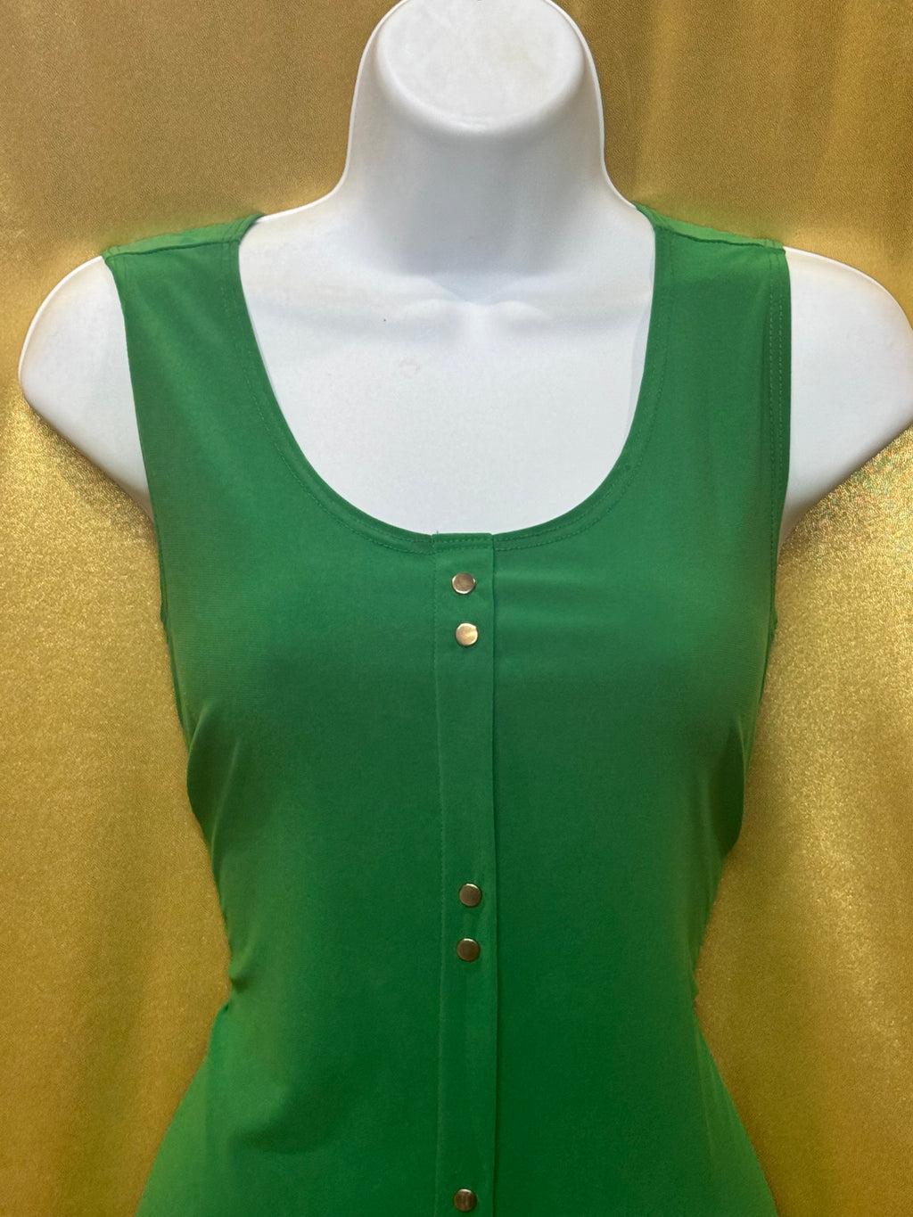 Vintage Diana Bell Green Sleeveless Button-Front Tank Top - Size Small