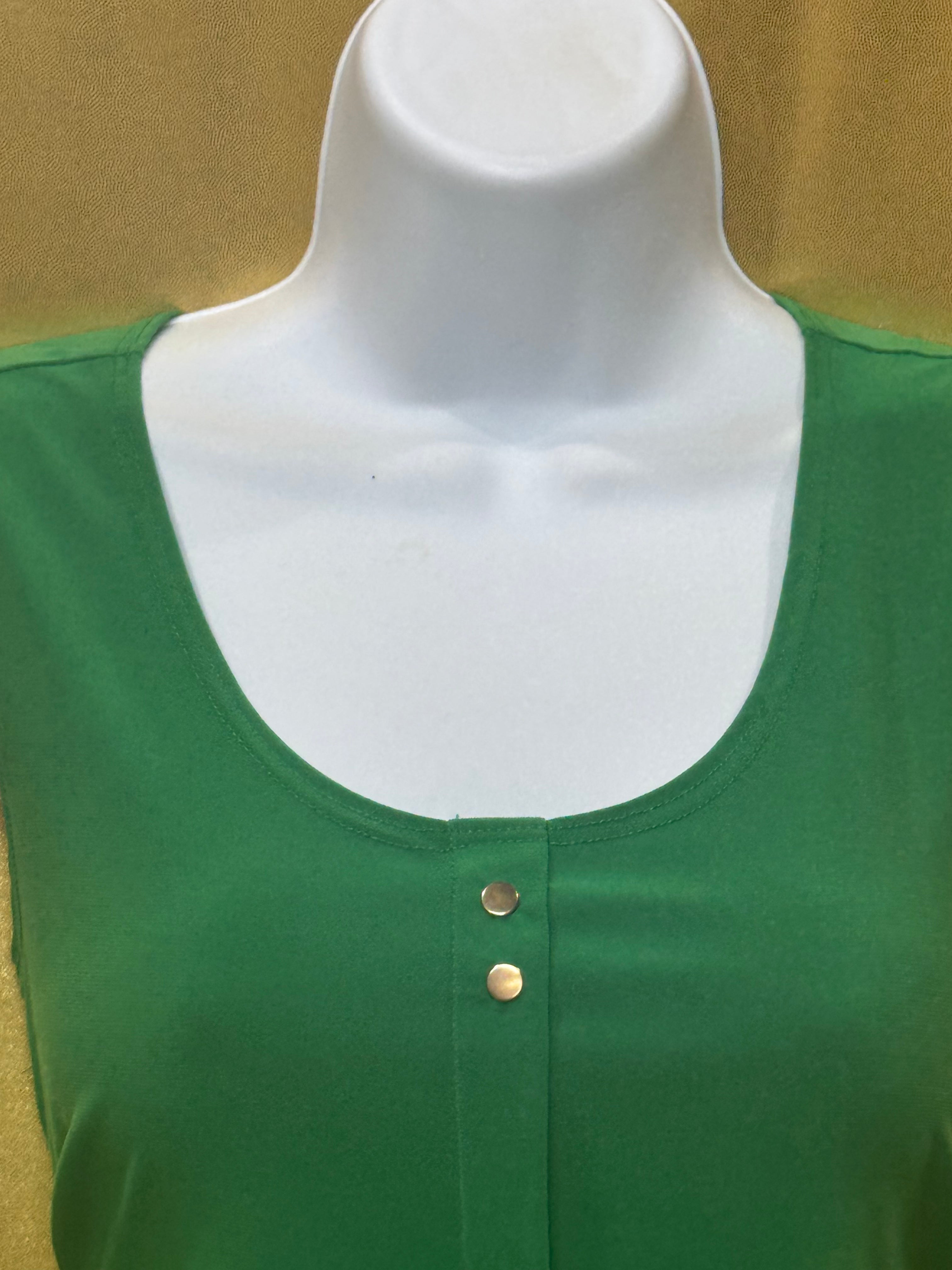 Vintage Diana Bell Green Sleeveless Button-Front Tank Top - Size Small
