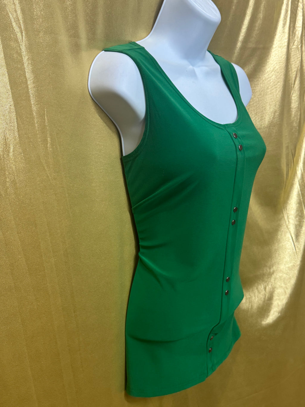 Vintage Diana Bell Green Sleeveless Button-Front Tank Top - Size Small