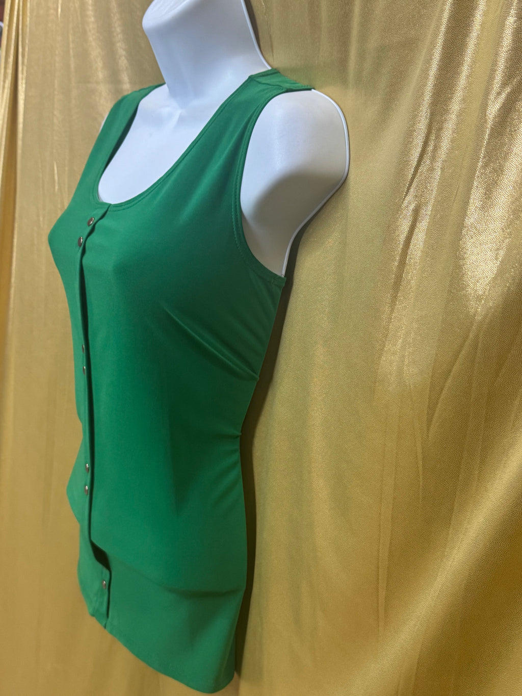 Vintage Diana Bell Green Sleeveless Button-Front Tank Top - Size Small