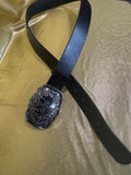 Western Gothic Floral Cross Buckle Black Belt Med/36