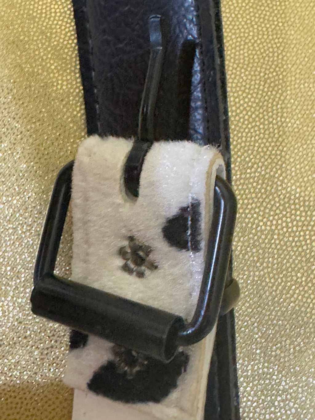 Vtg Y2K Asymmetric Cow Print & Leather V-Shape Statement Belt | Size S/M (30”)