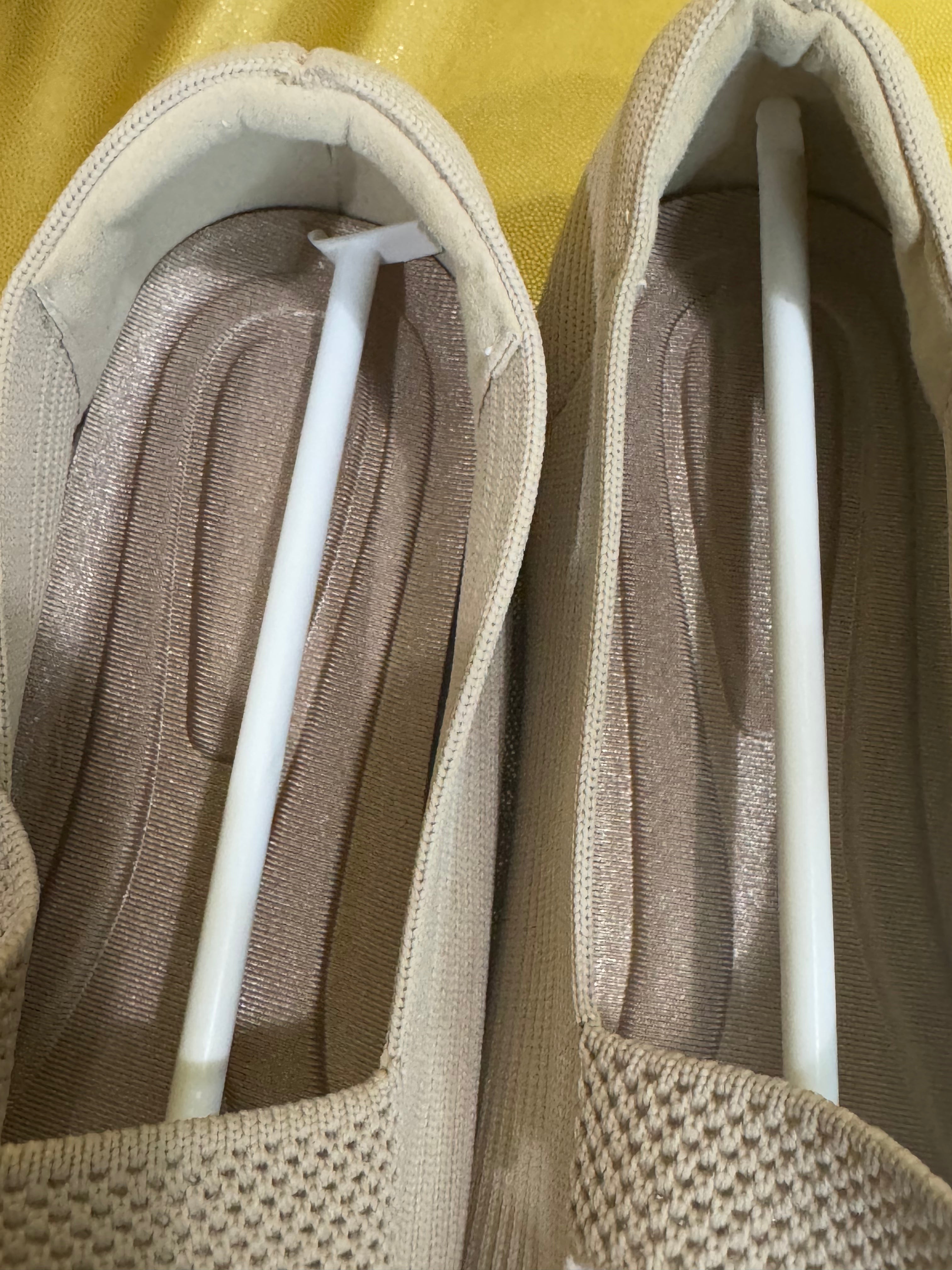 New Square-Toe Apricot Knit Mary Jane Ballet Flats - Size 36 (US 5/5.5)