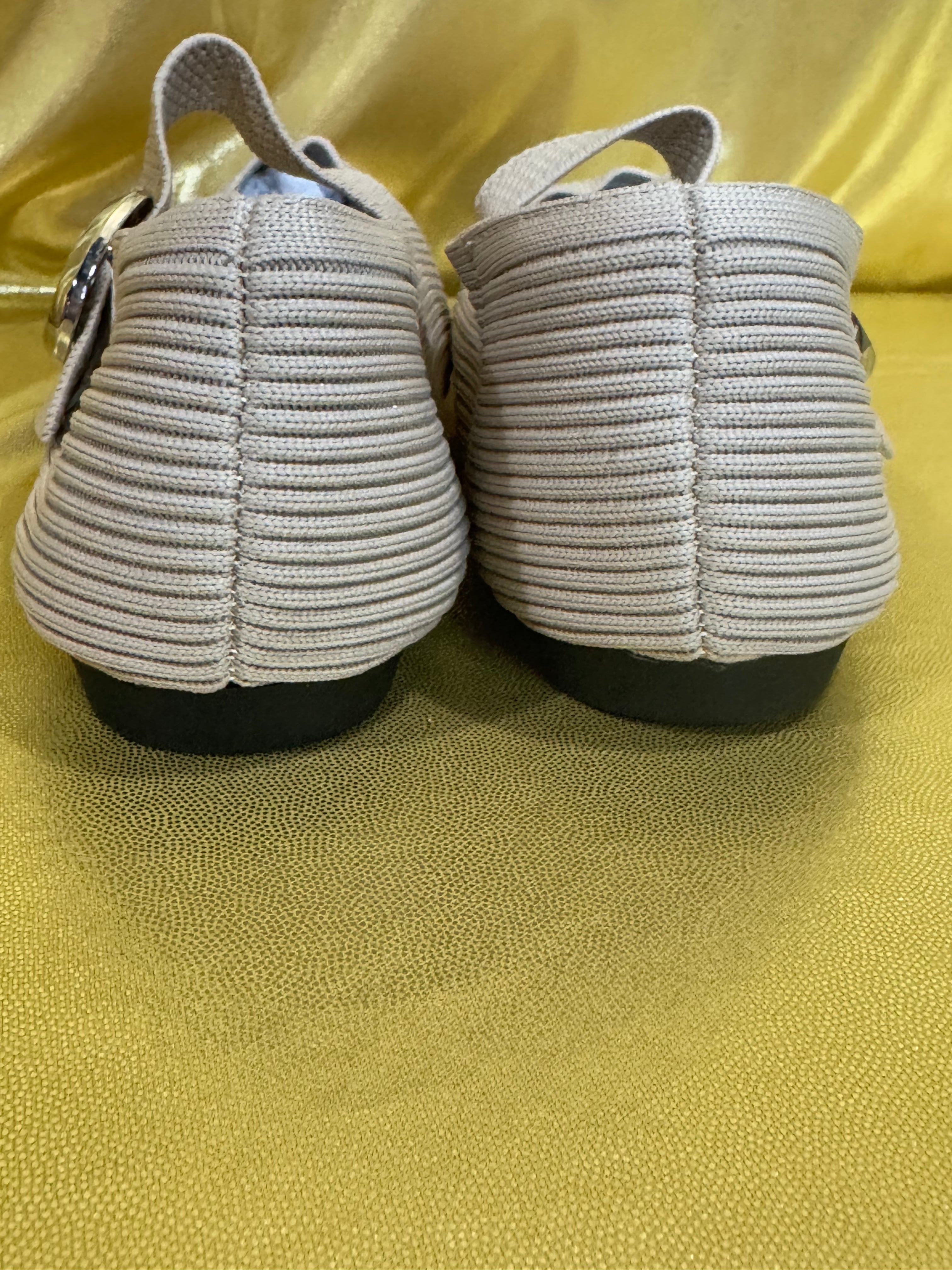 New Square-Toe Apricot Knit Mary Jane Ballet Flats - Size 36 (US 5/5.5)
