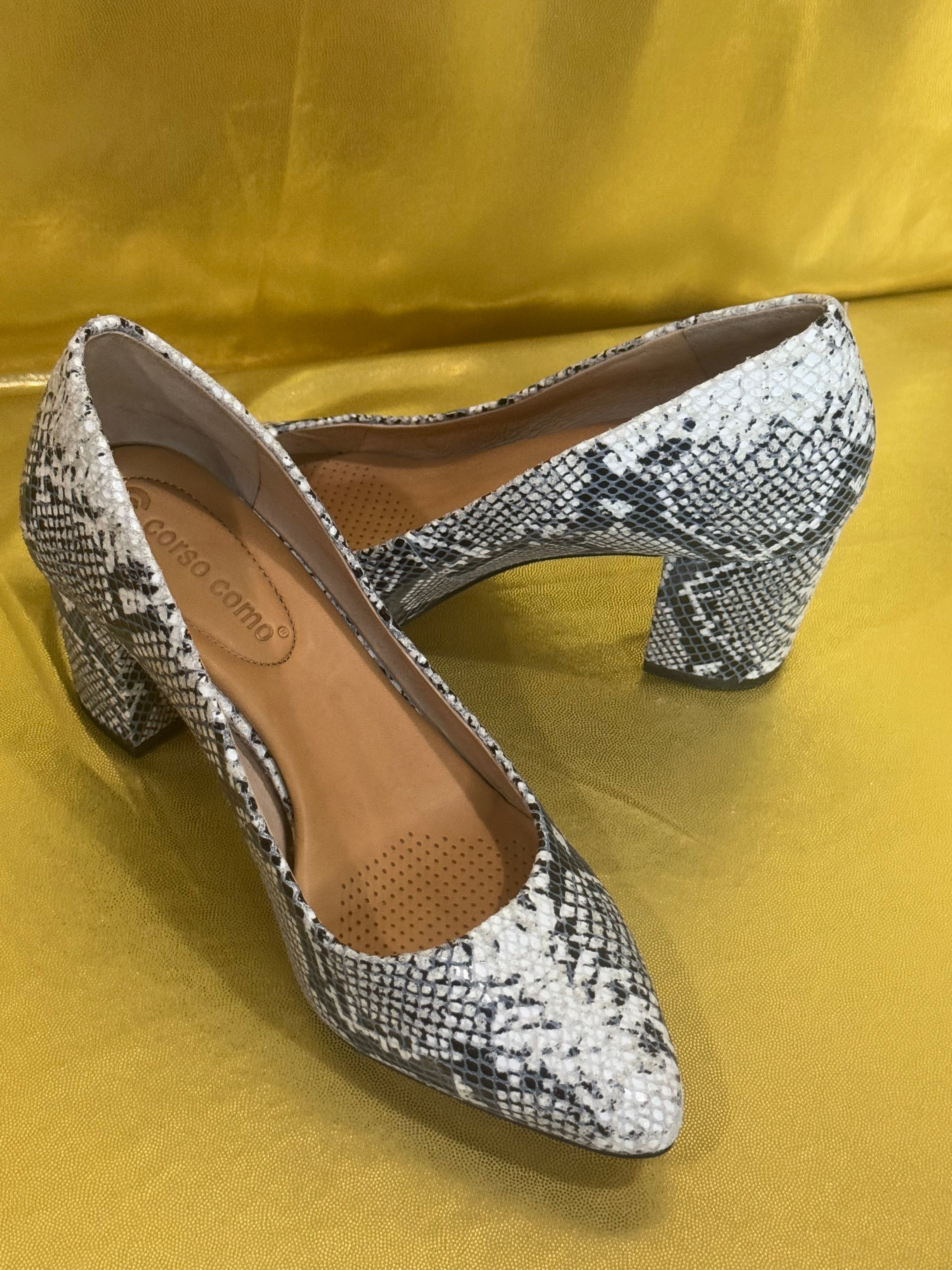 CC Corso Como Ryanna Snakeskin Block Heel Pumps - Size 5.5 (NEW/NWOB)