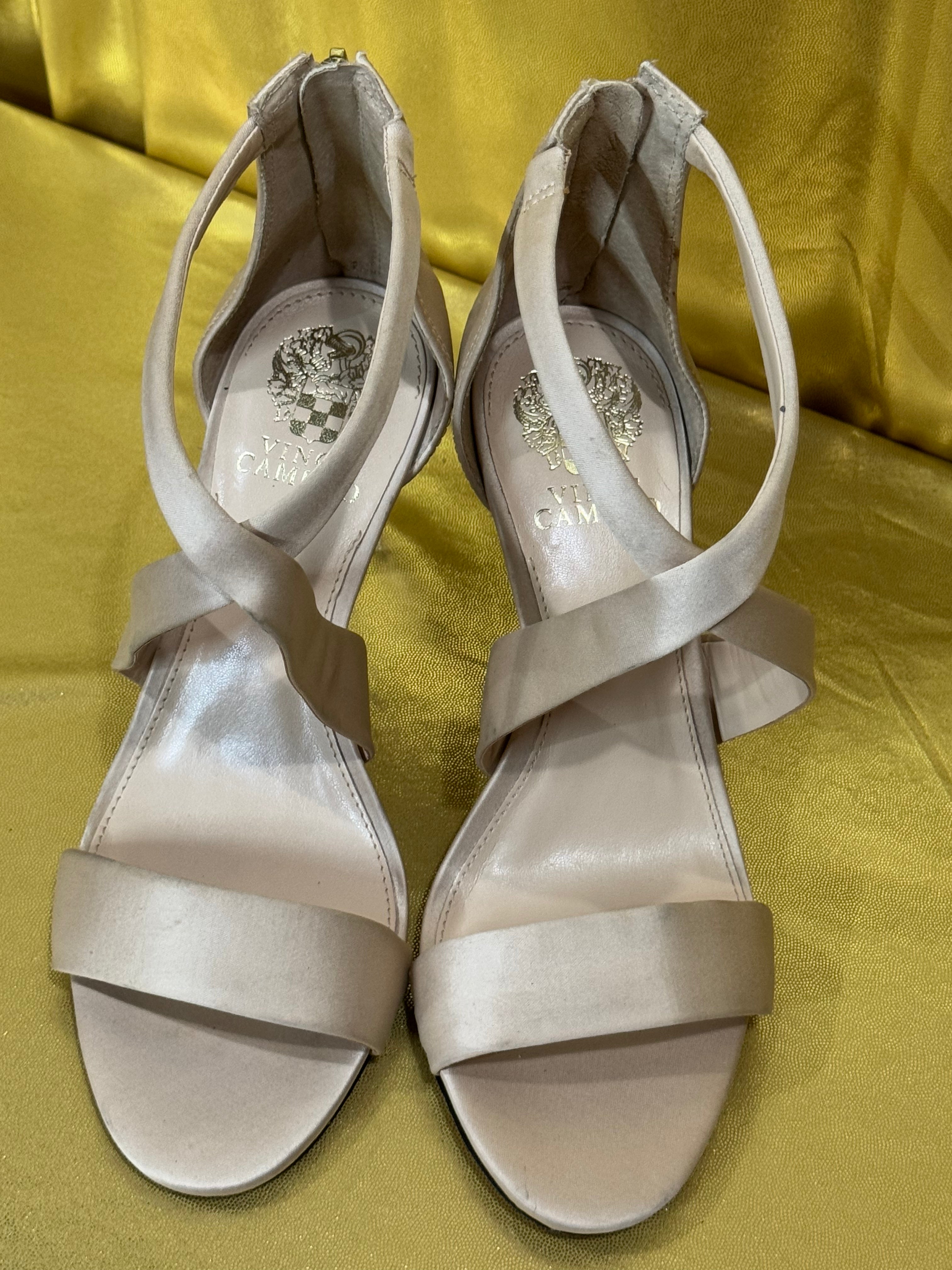 Imagine Vince Camuto Pascallia Satin Heels – Natural Ivory, Size 8