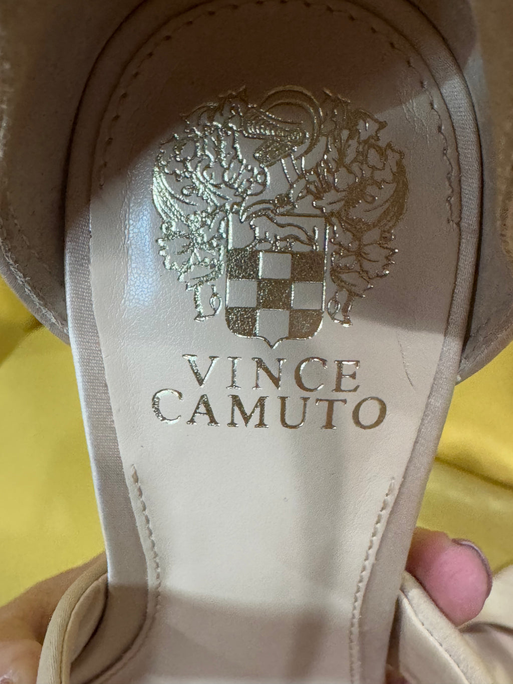 Imagine Vince Camuto Pascallia Satin Heels – Natural Ivory, Size 8