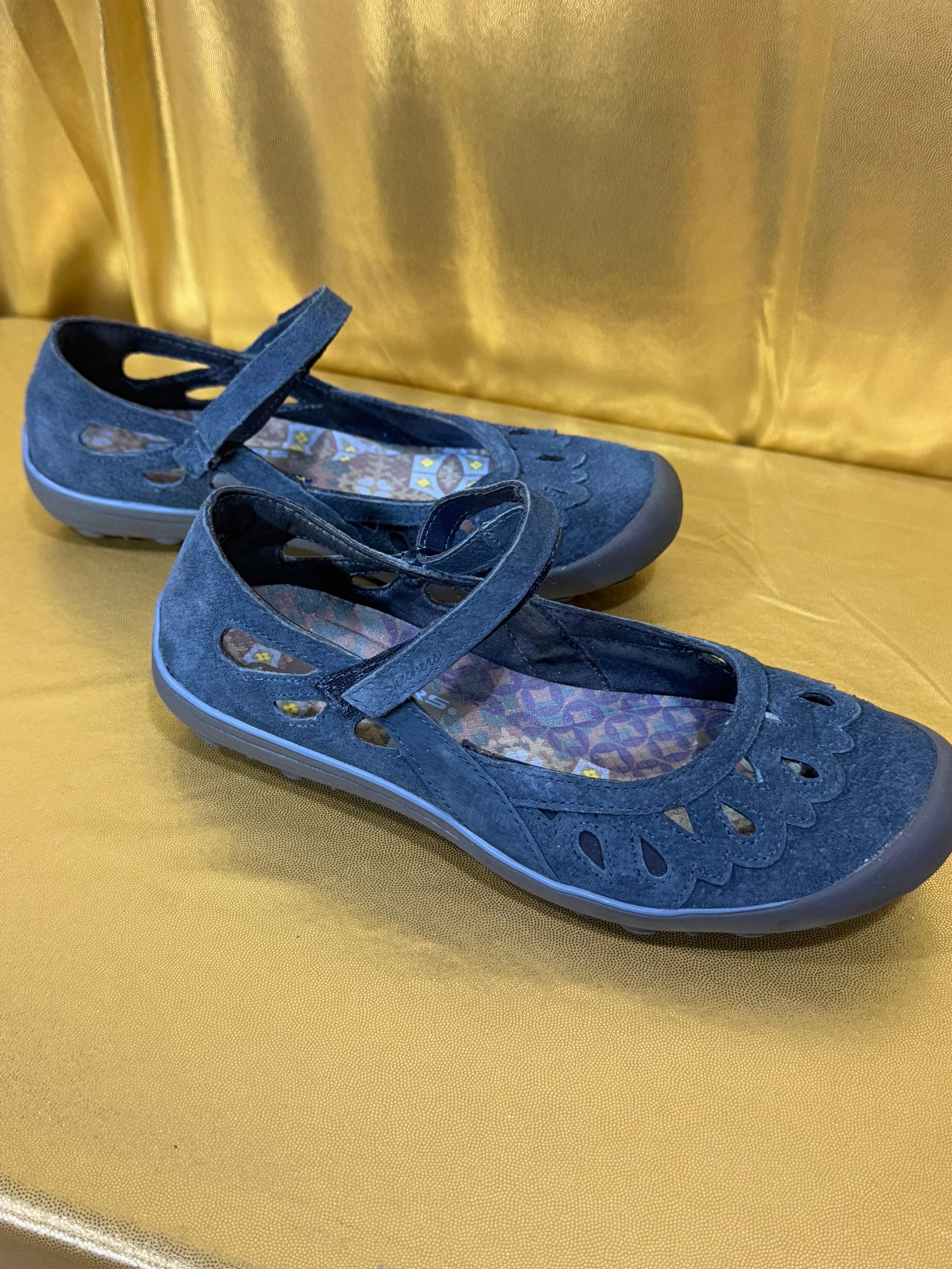 Skechers Relaxed Fit Air-Cooled Memory Foam Mary Janes – Blue Suede, Size 6 (NWOB)